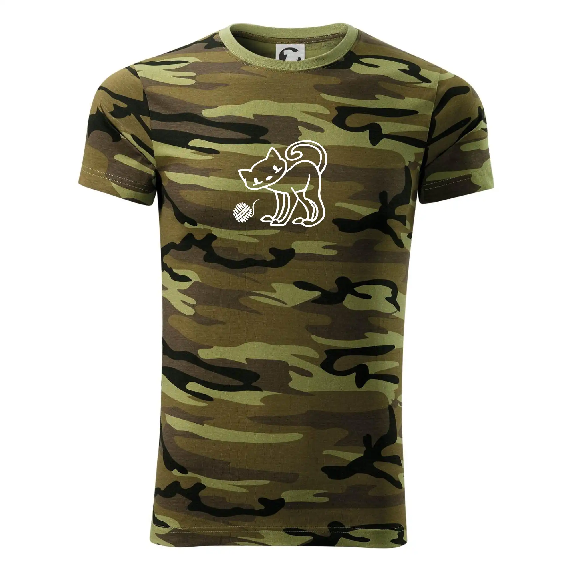 Vtipná tričká s mačkou - Mačka - Klbko - prsia - Army CAMOUFLAGE