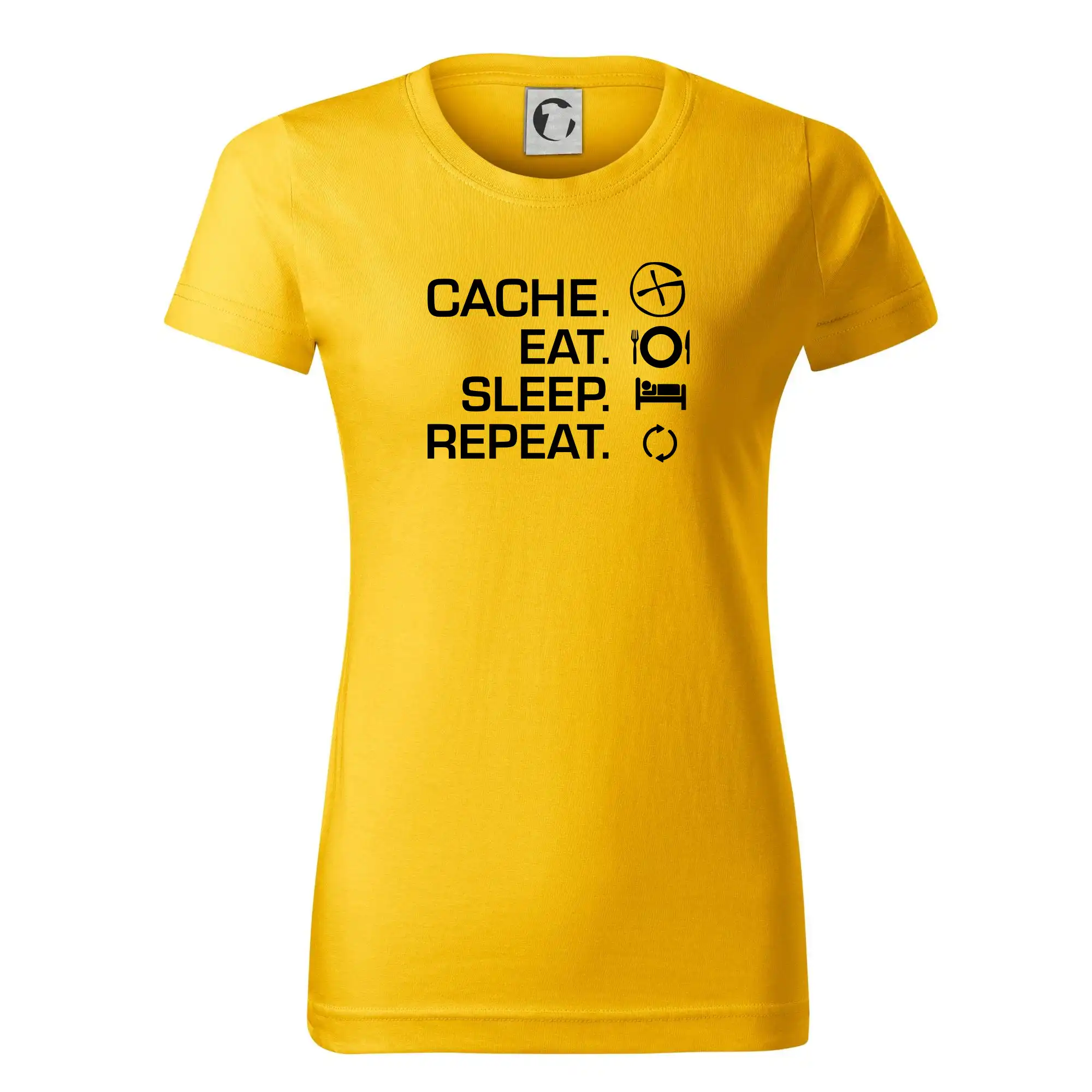 Tričká na geocaching - Eat sleep repeat Cache - Dámske tričko basic - ľahko voľnejšie a dlhšie