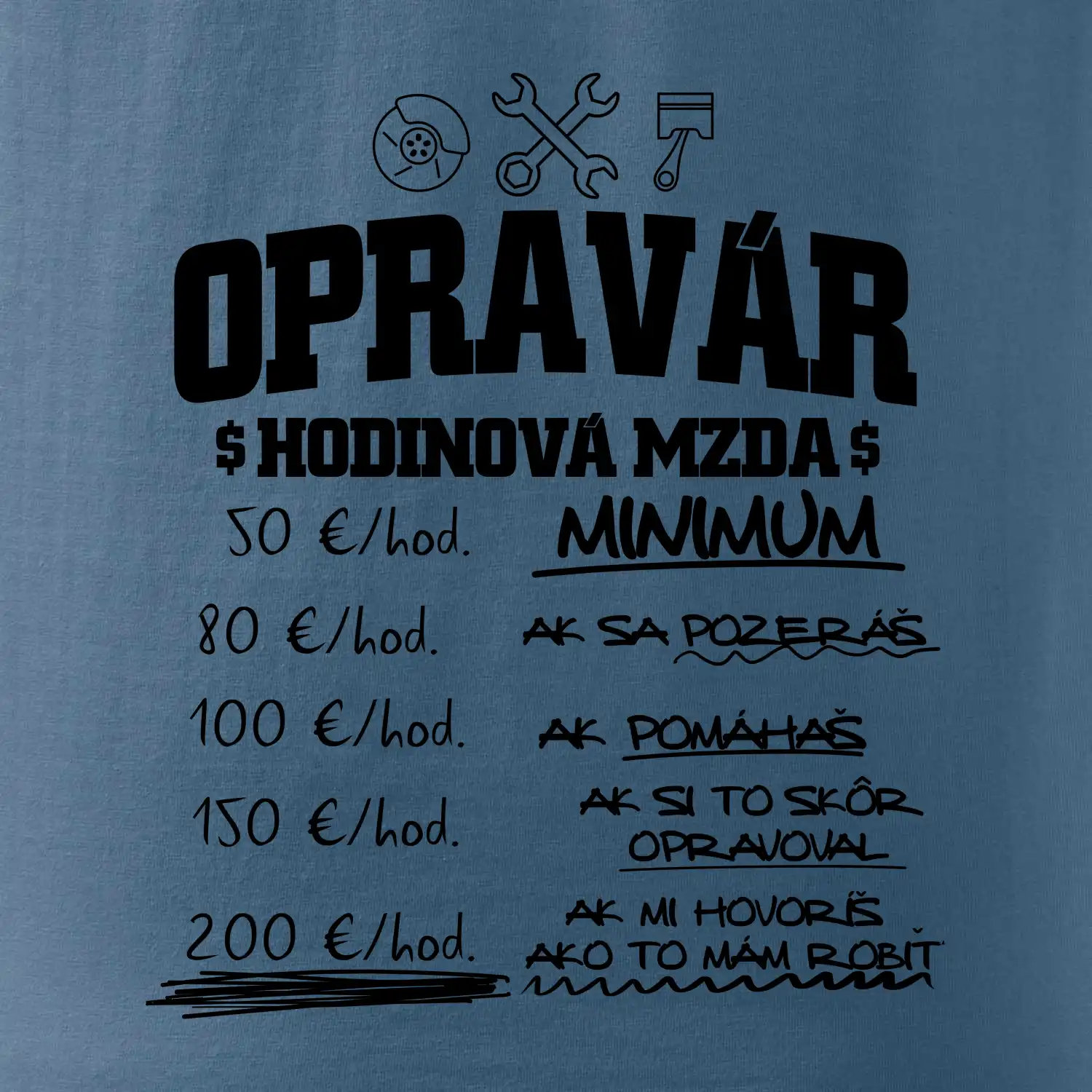 Hodinová mzda - opravár