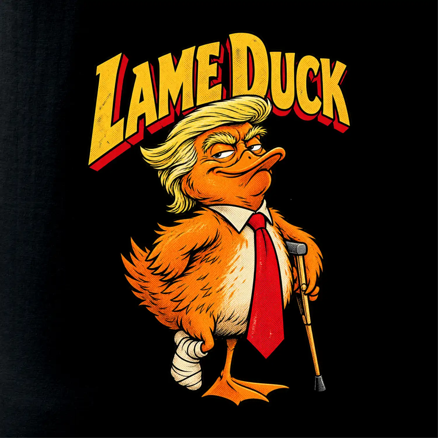 Trump jako kulhající kachna retro komiks