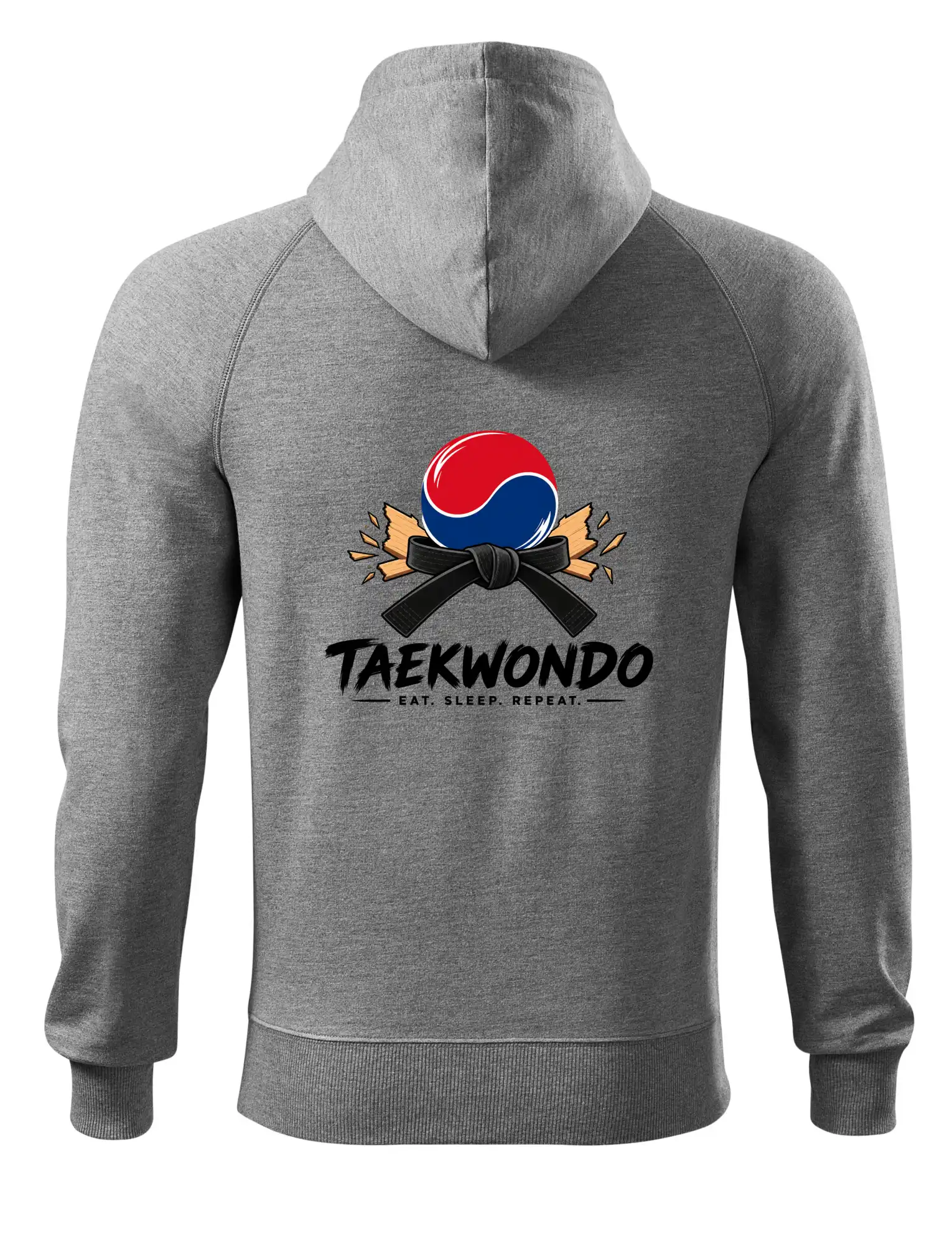 Taekwondo pás a rozlomená deska eat sleep repeat
