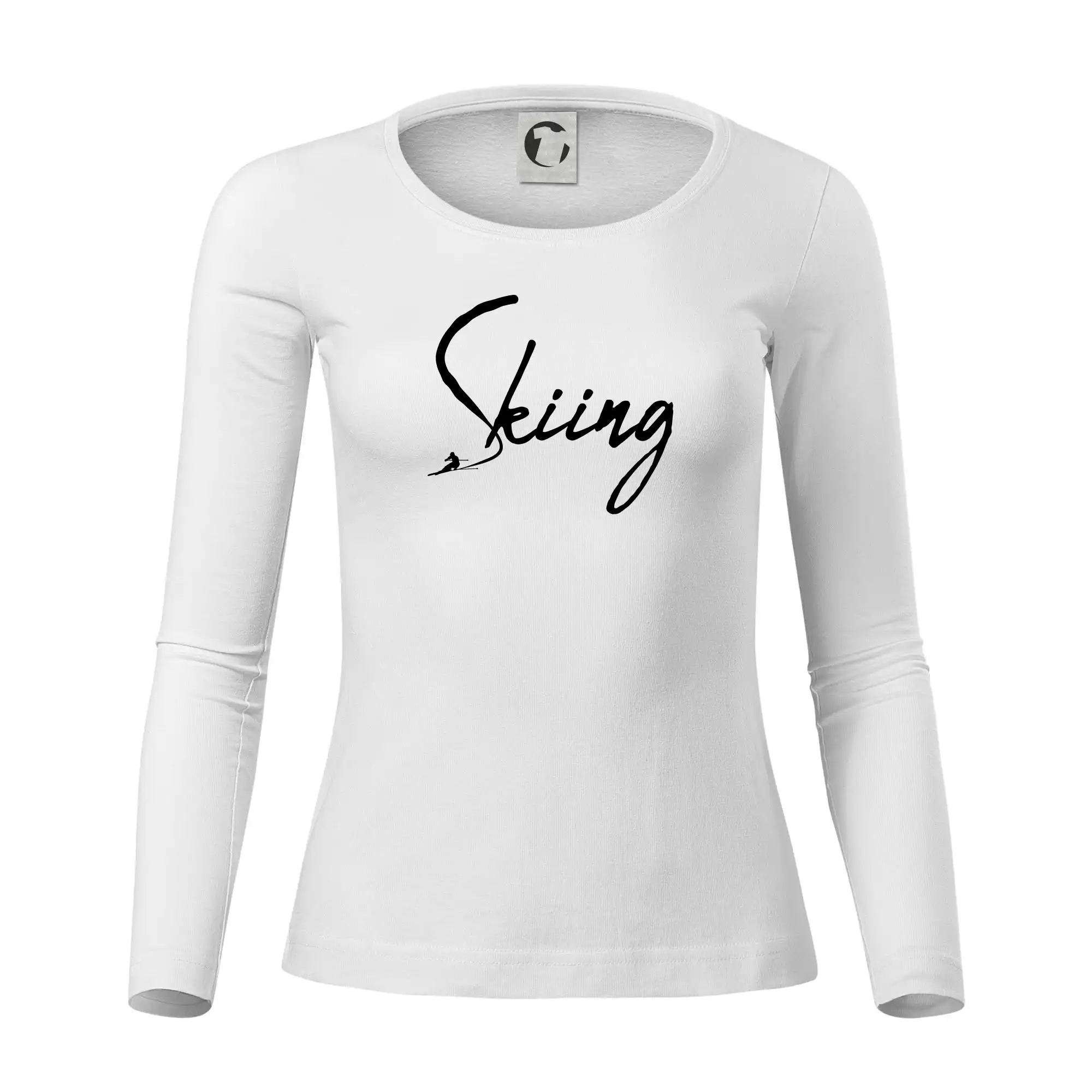 Skiing nápis lyžař