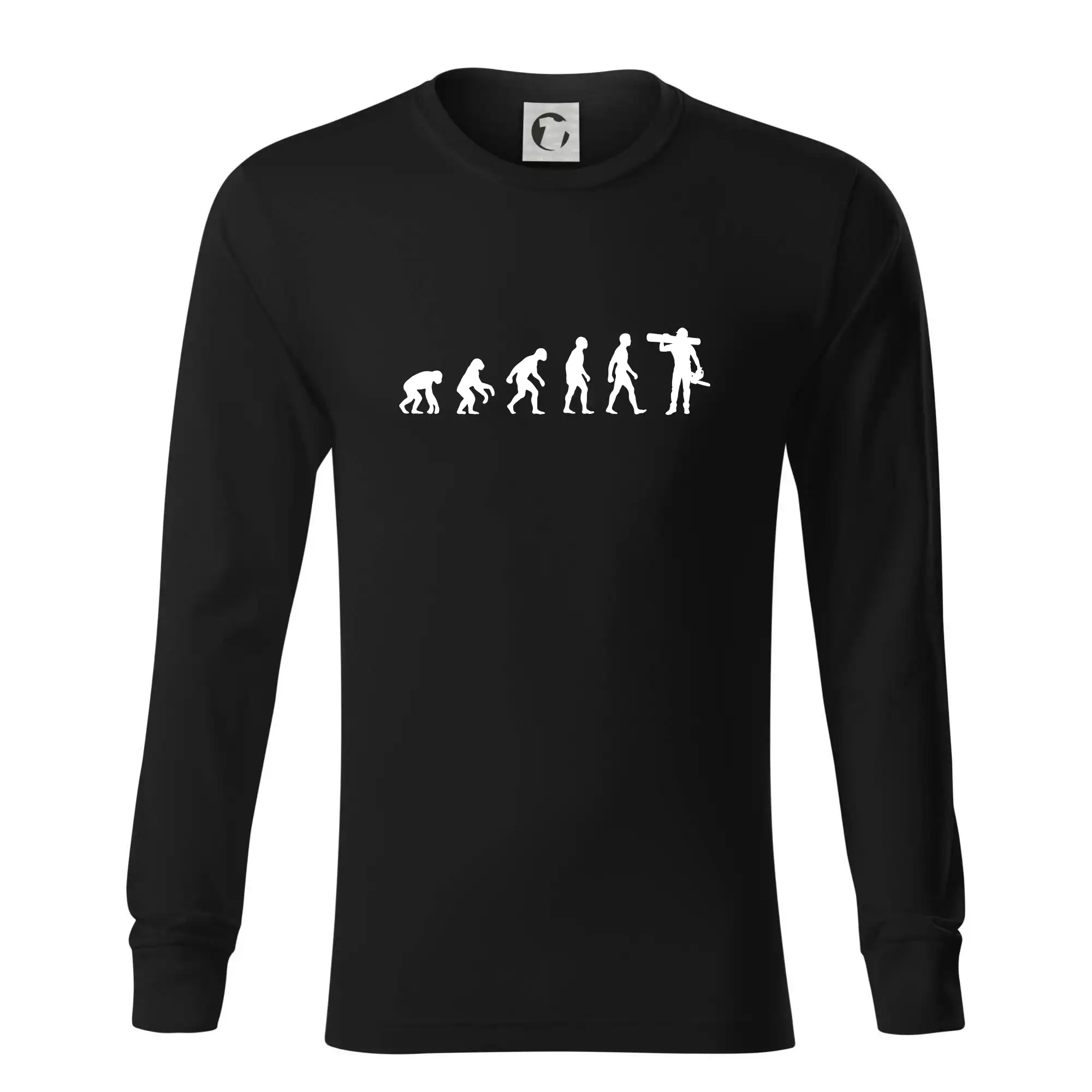 Evoluce dřevorubec - pila a kmen