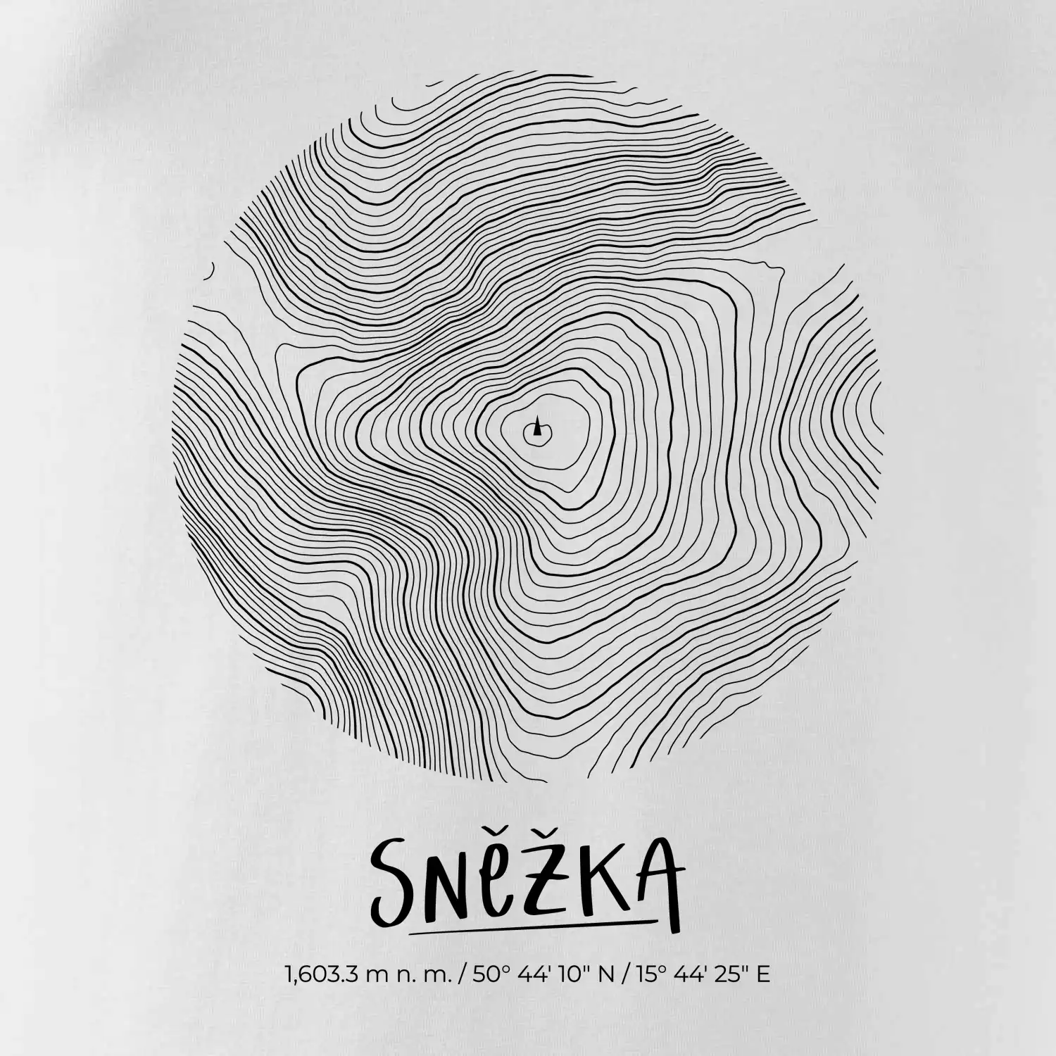 Sněžka - vrstevnice v kruhu