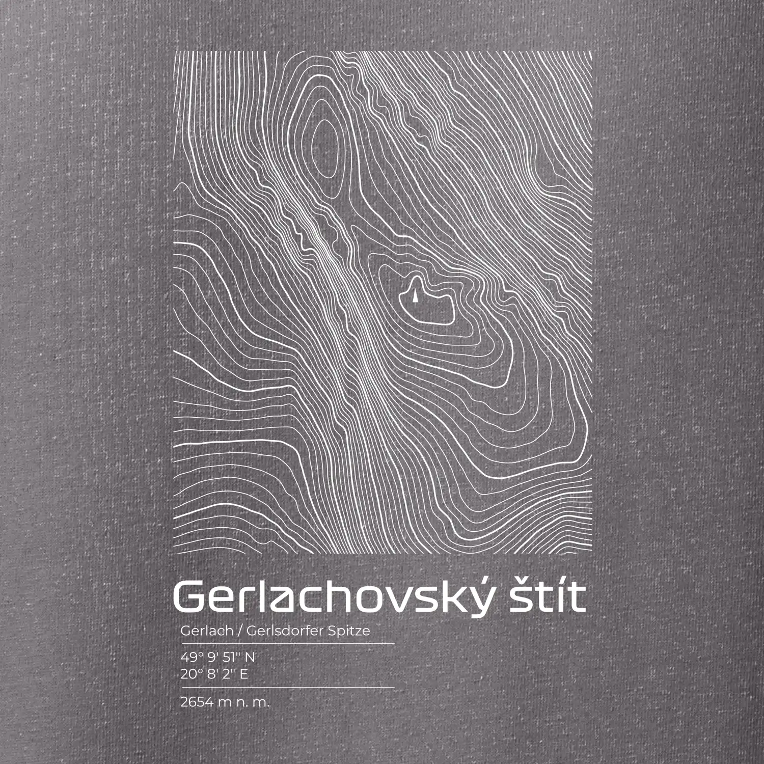 Gerlachovský štít - vrstevnice v obdélníku