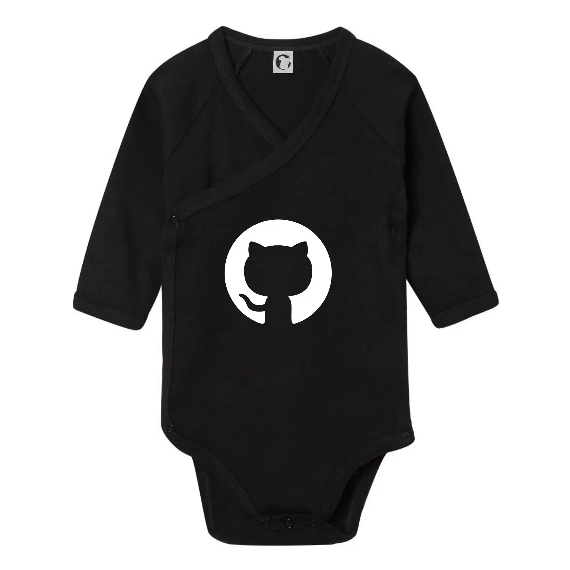 Vtipná tričká s mačkou - Mačka v koliesku - Body zavinovacie s dlhým rukávom