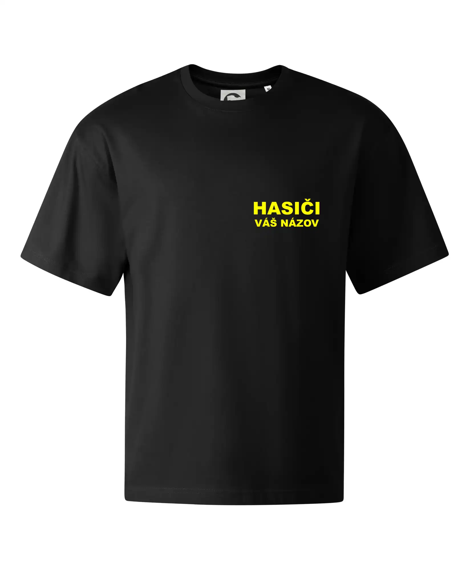 Originálne tričká pre hasičov - Hasiči - žltý nápis - váš názov zboru - Stage unisex - OVERSIZE