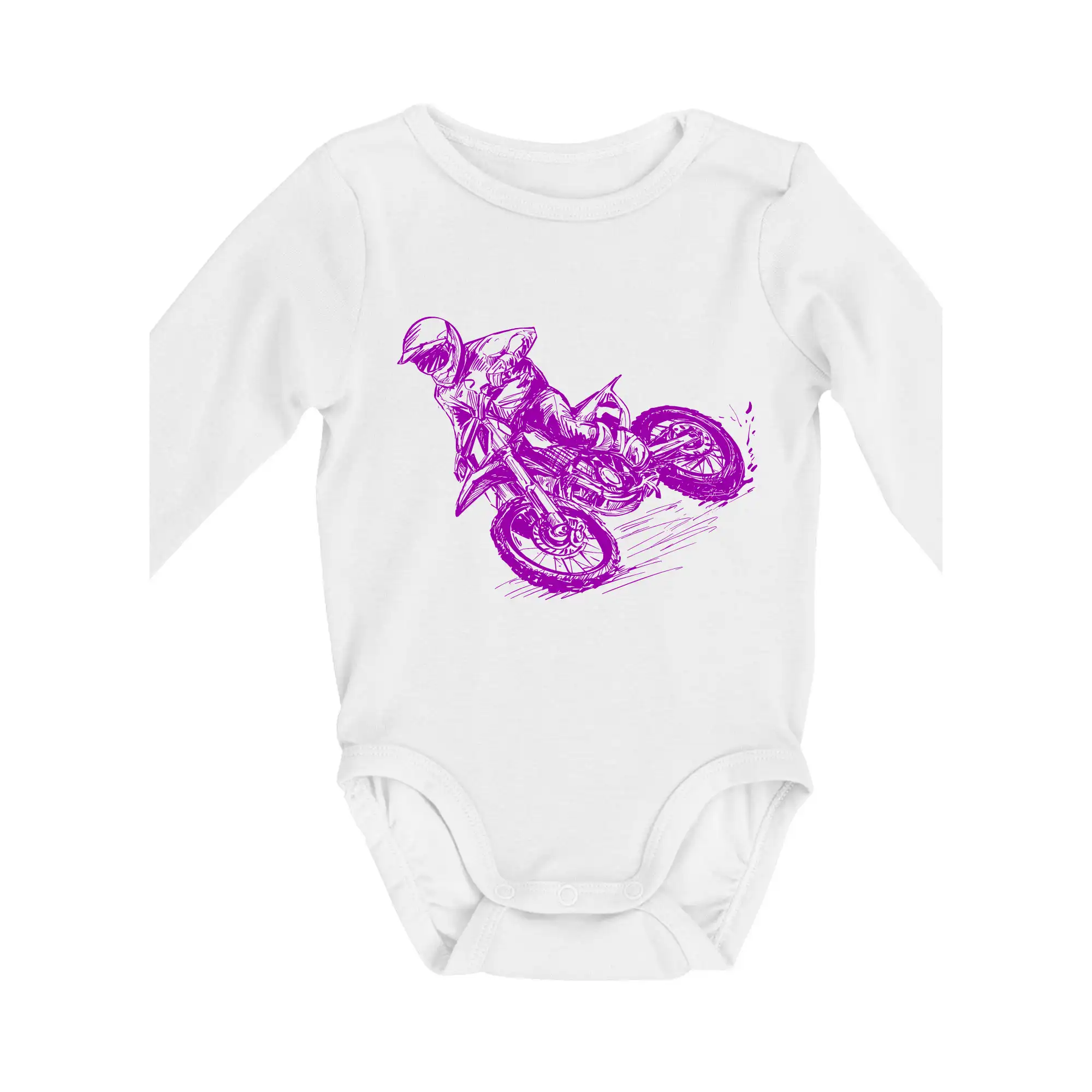 Motocross tričká - Crosska fialová - Body dojčenské s dlhým rukávom