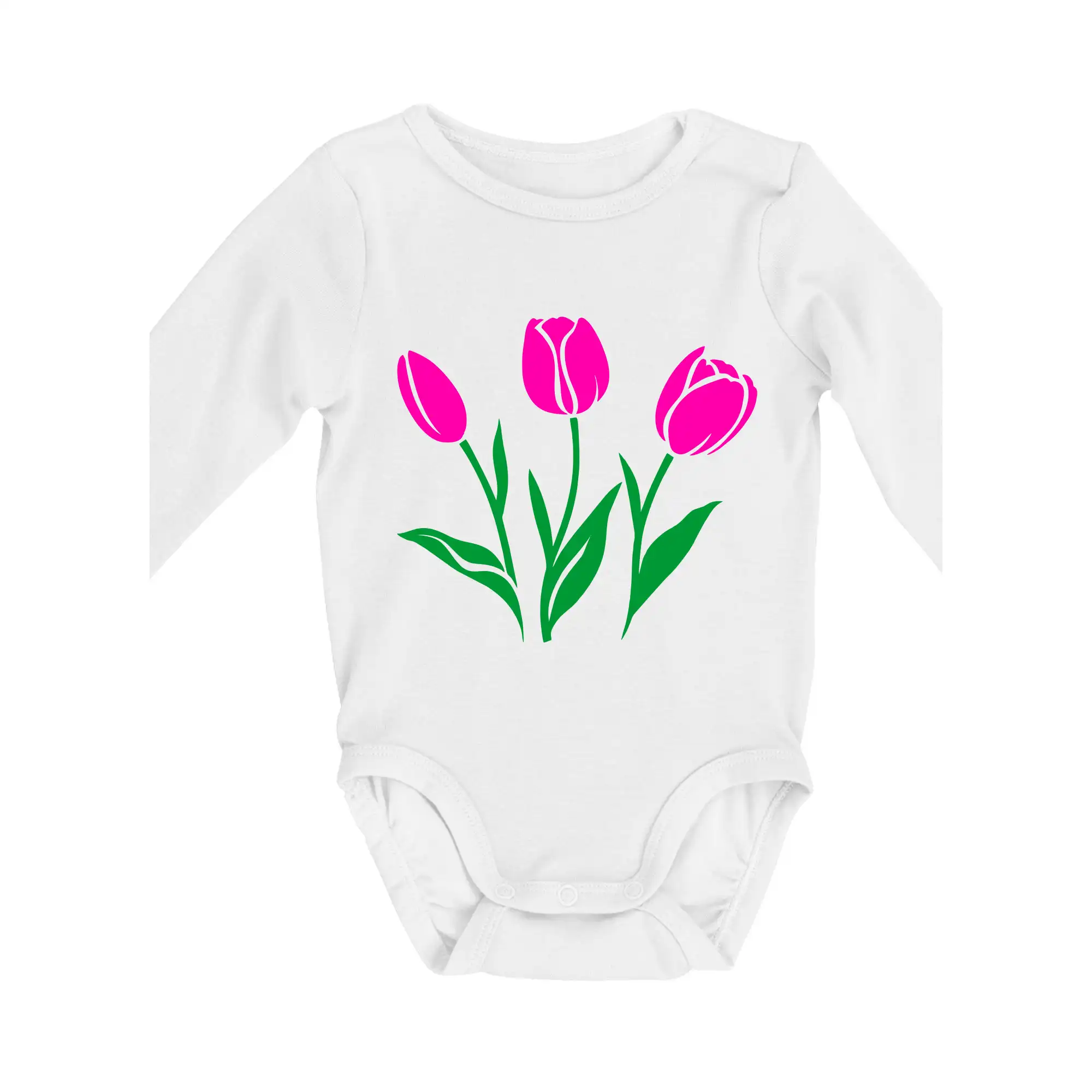 Tričká s kvetinami - Tri tulipány - Body dojčenské s dlhým rukávom