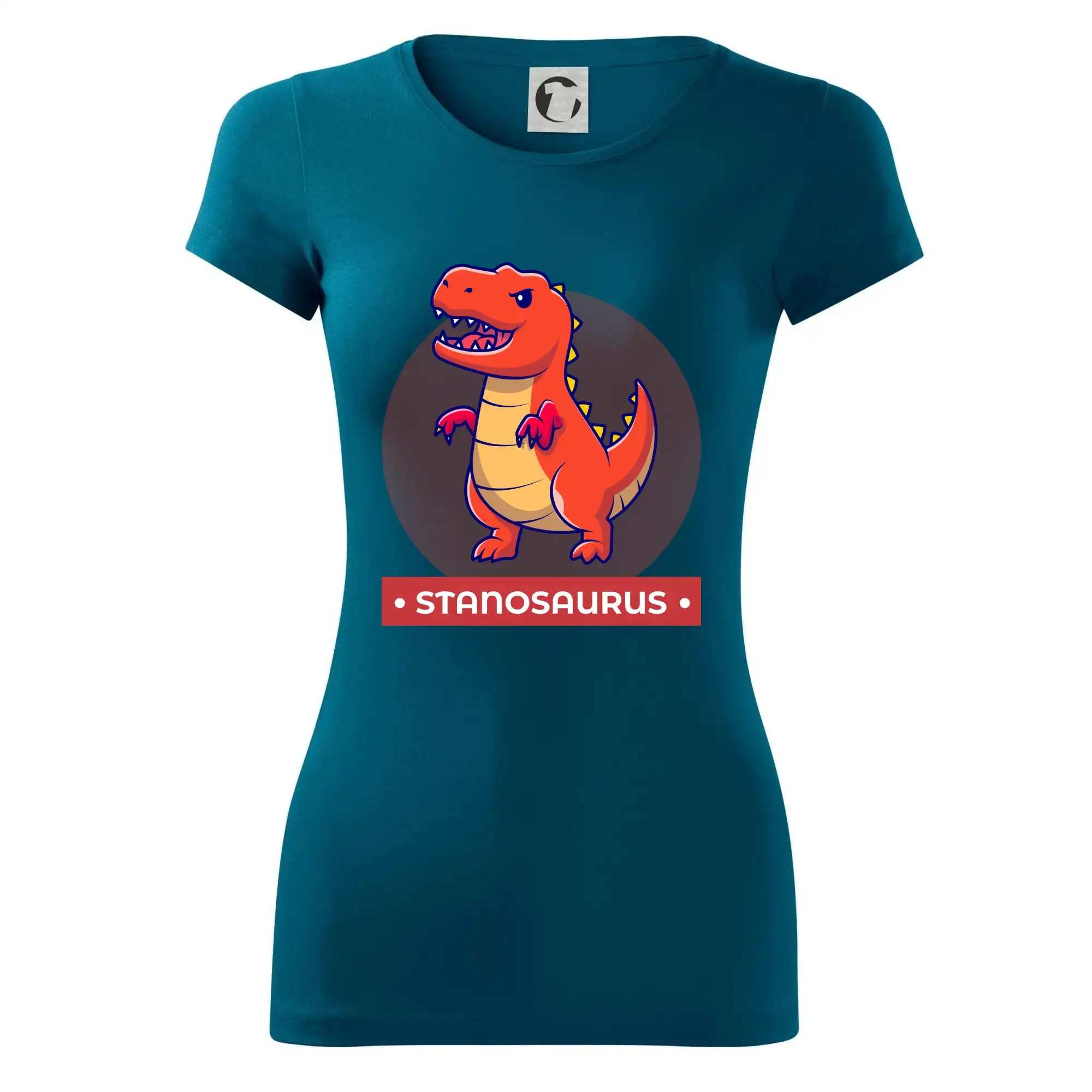 Detské tričká, mikiny a body s originálnymi potlačami | Veselé motívy pre chlapcov aj dievčatá - Dinosaurie mená - oranžový dinosaurus - Dámske tričko Glance - Priliehavejší strih