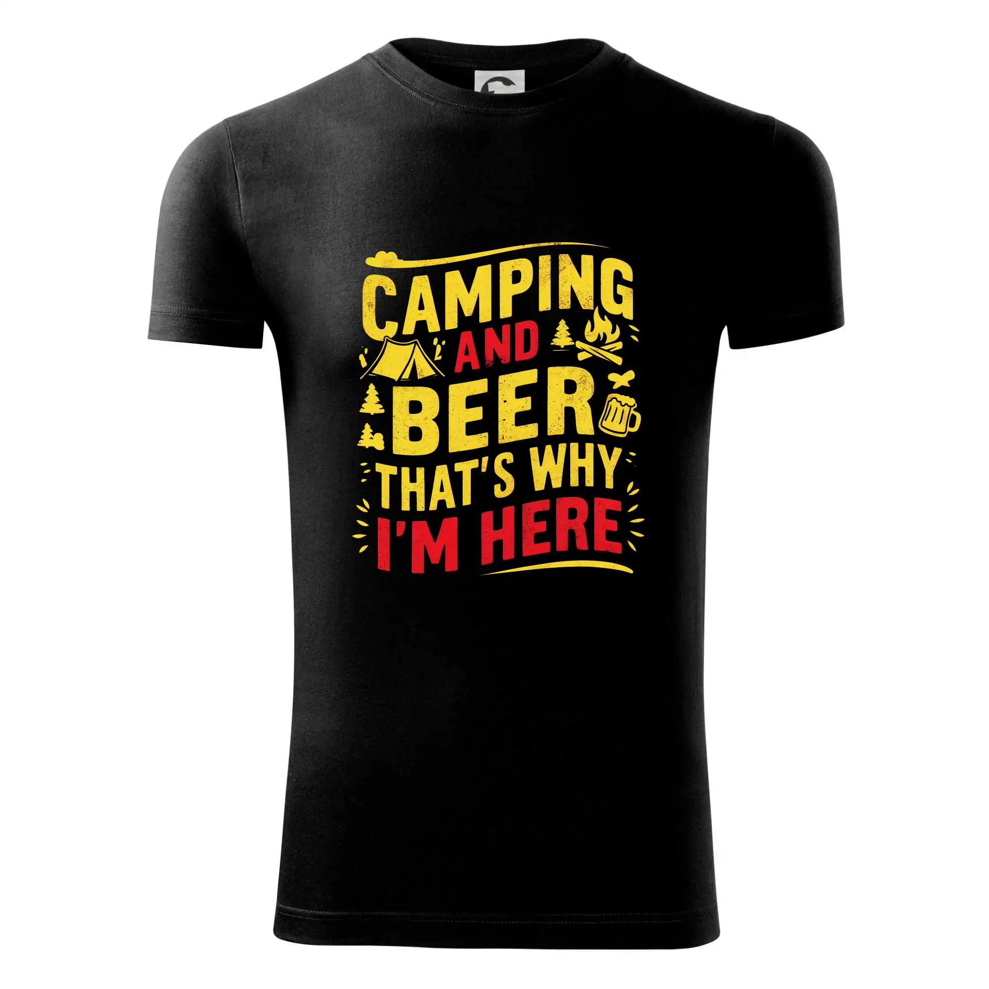 Vtipná tričká pre pivárov - Camping and beer - thats why iam here - Viper FIT - Pánske zúžené tričko