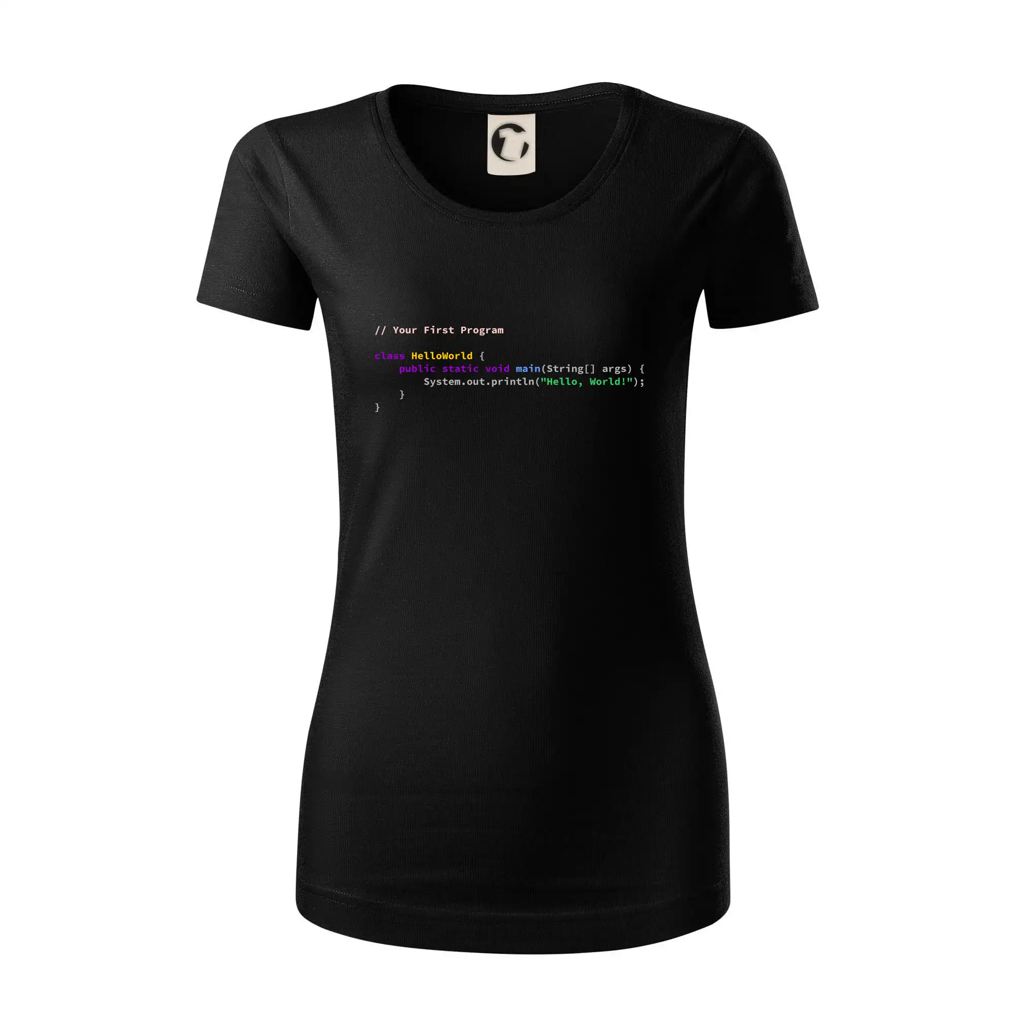 Tričká pre ajťákov - Hello world Java - Dámske tričko z organickej bavlny Origin (GOTS)