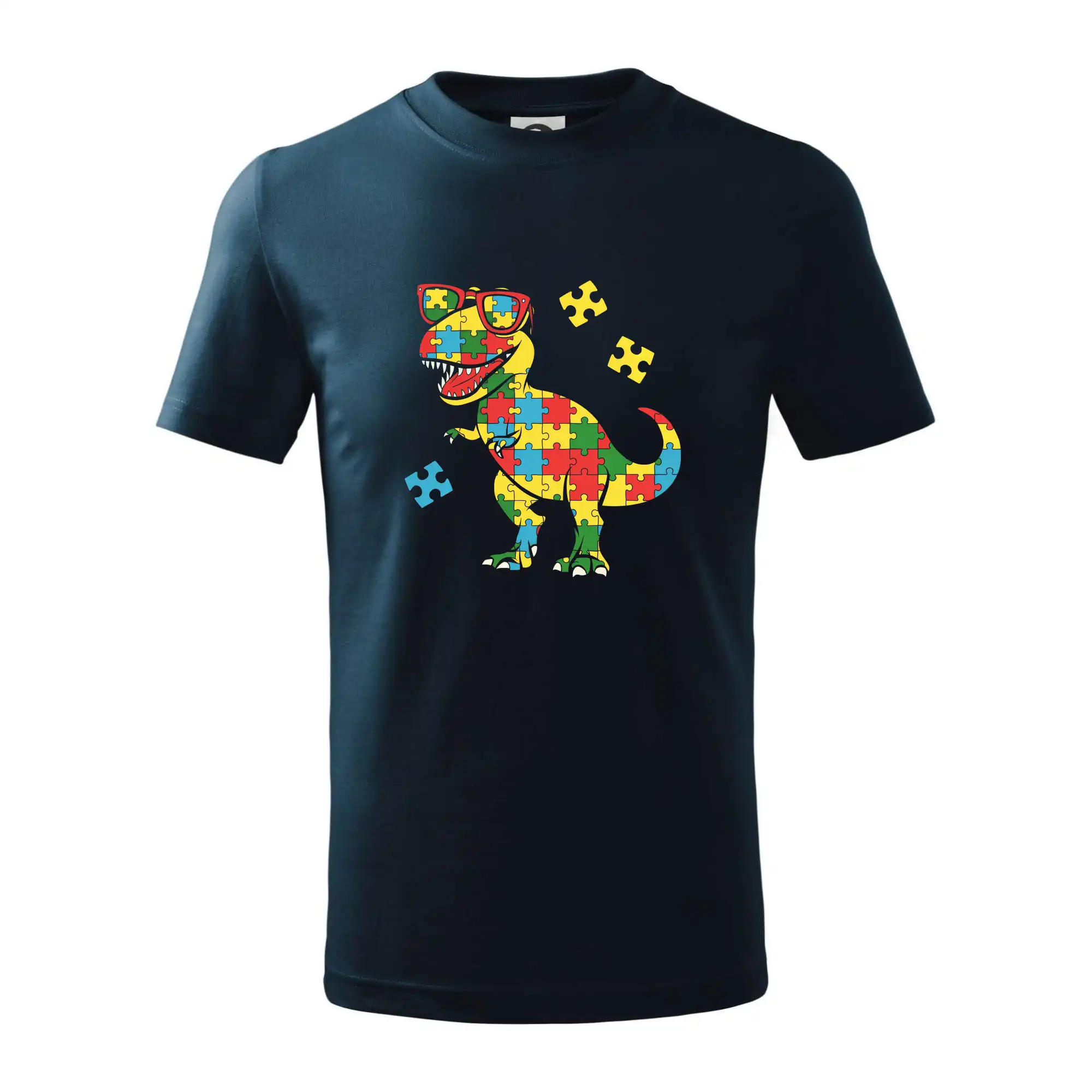Tričká a mikiny pre autistov - Autizta dinosaurus puzzle - Tričko detské bavlnené