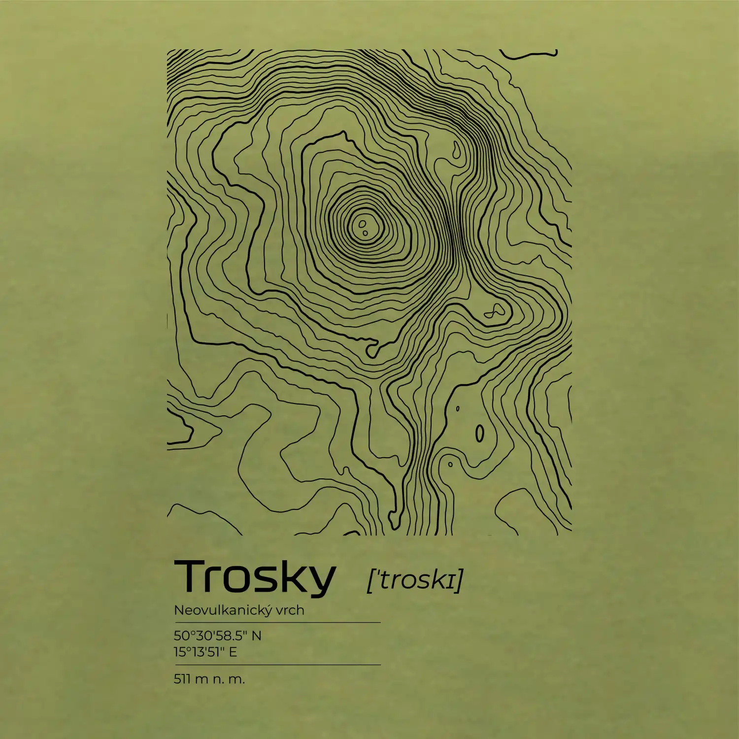 Trosky - vrstevnice v obdélníku