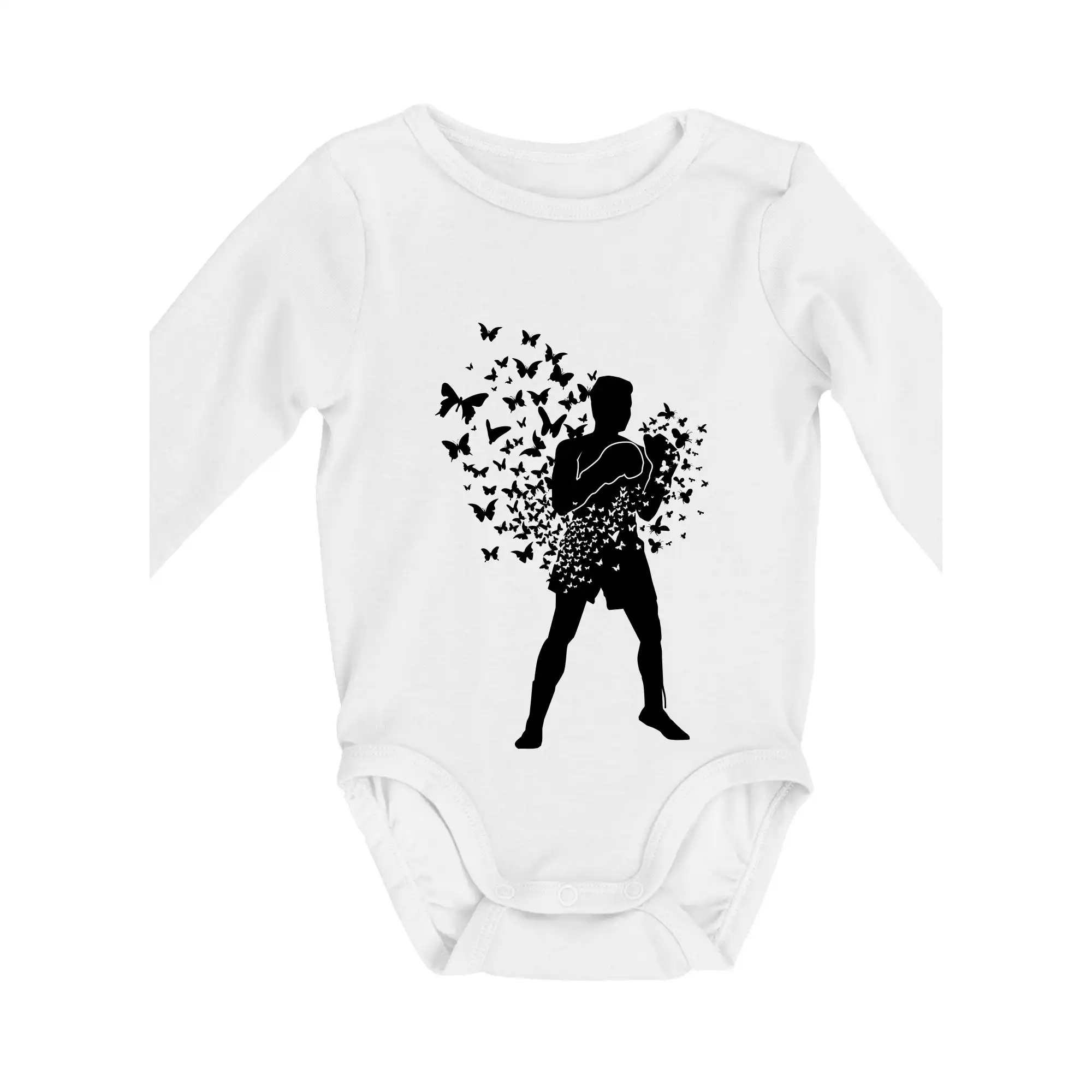 Tričká na box - Float Like Butterfly Sting Like Bee - Body dojčenské s dlhým rukávom