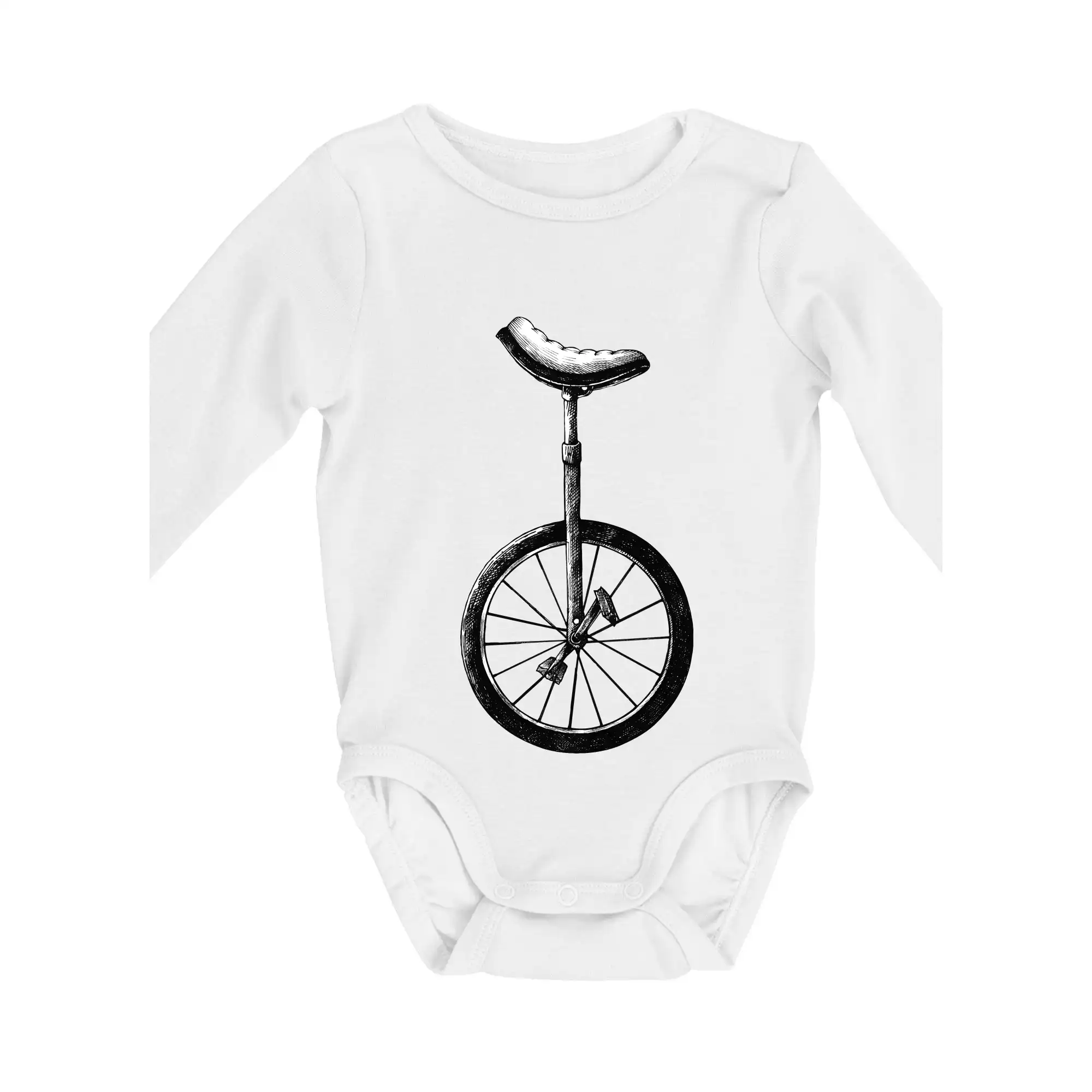 Tričko ako darček pre cyklistu - Jednokolka kreslená - Body dojčenské s dlhým rukávom