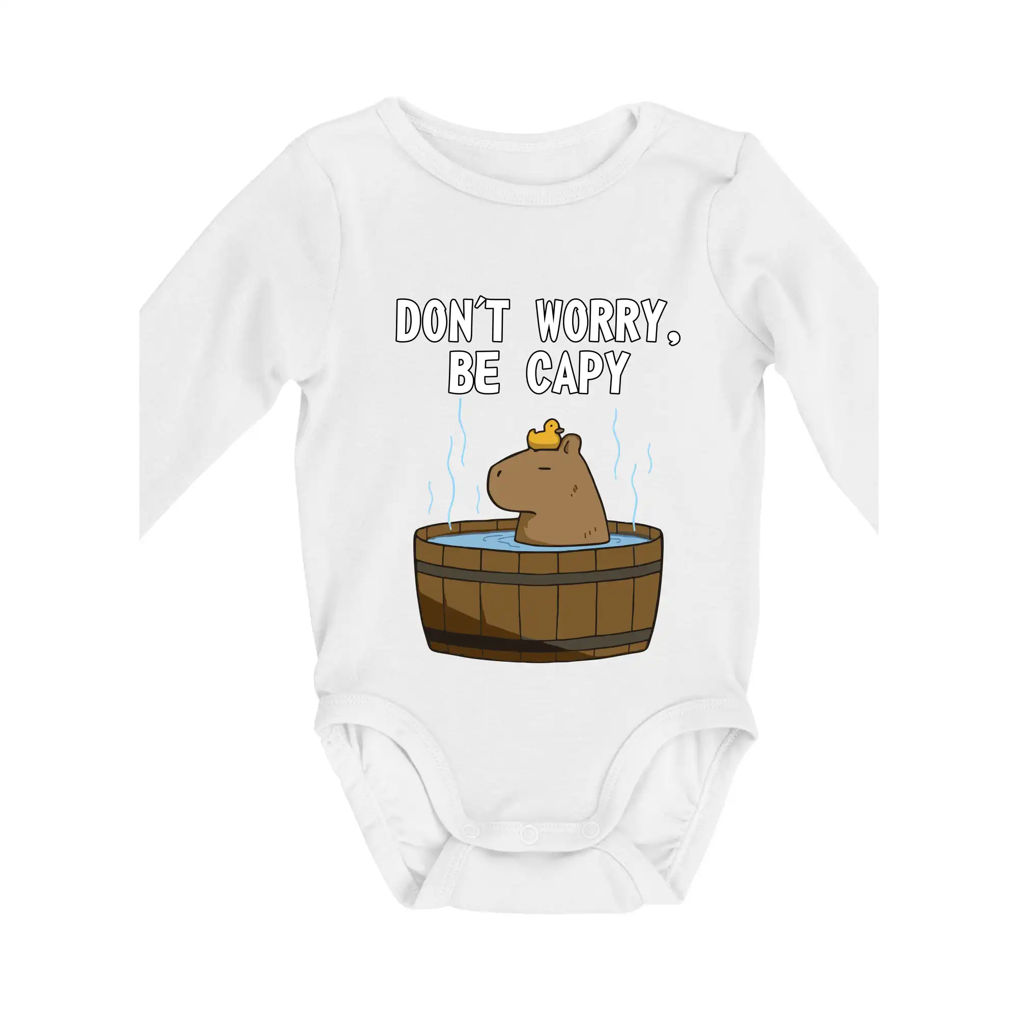 Tričká so zvieratami - Don't worry be capy - Body dojčenské s dlhým rukávom