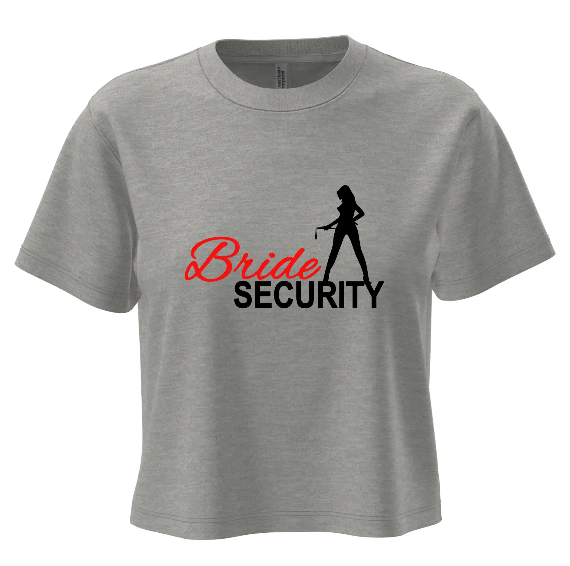Svadobné tričká - Bride security - Boxy cropped tričko OVERSIZE