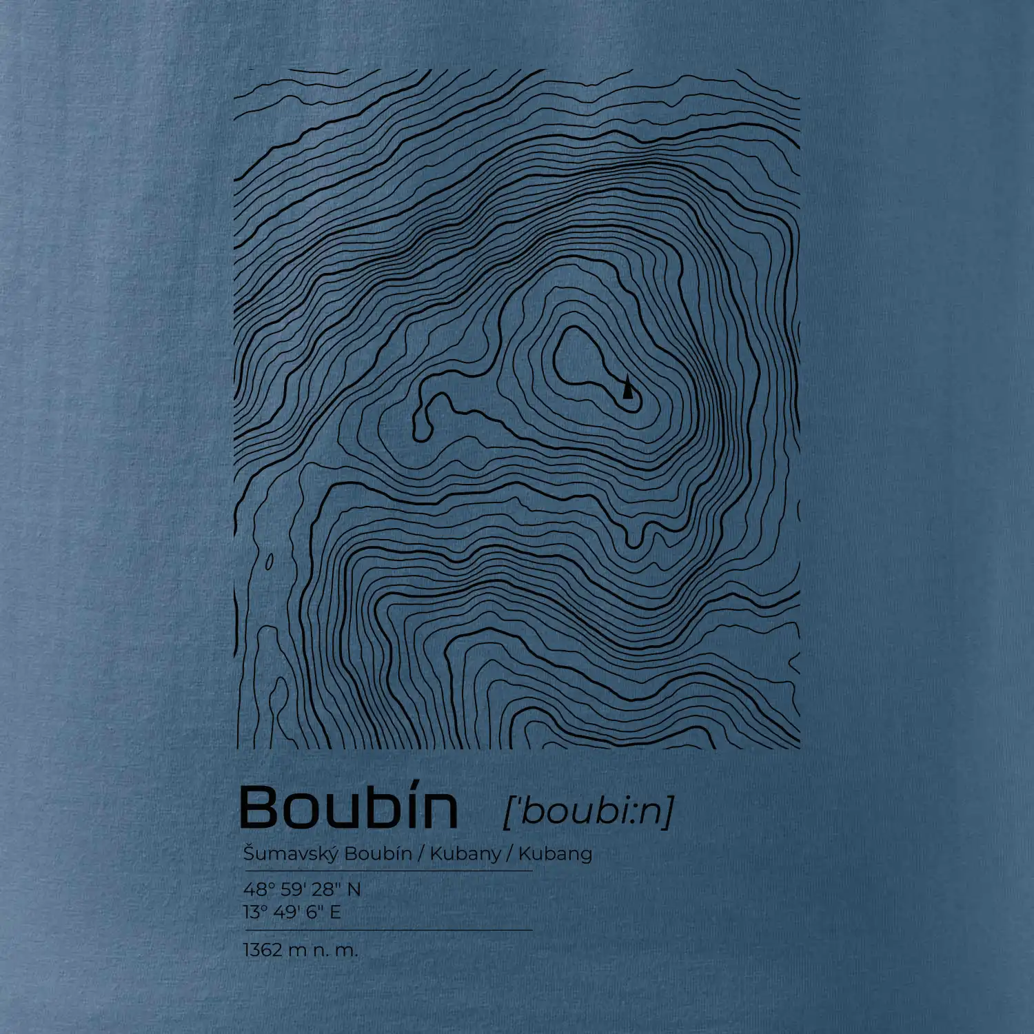 Boubín - vrstevnice v obdélníku