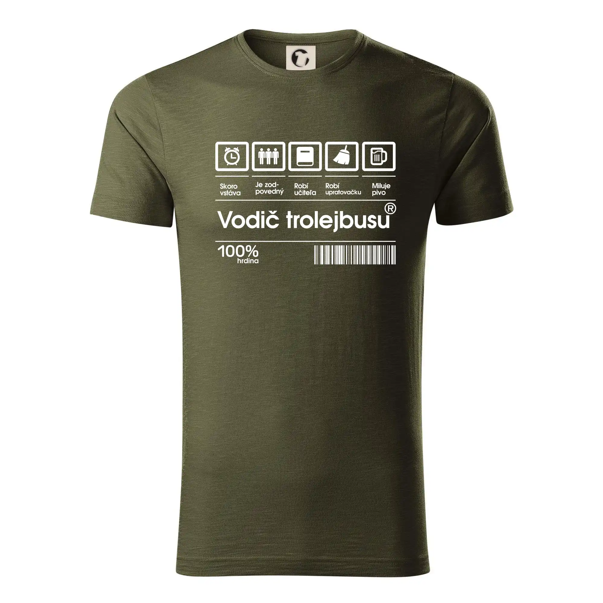 Tričká s vlakmi a autobusmi - Čiarový kód - Vodič trolejbusu - Tričko z organickej bavlny