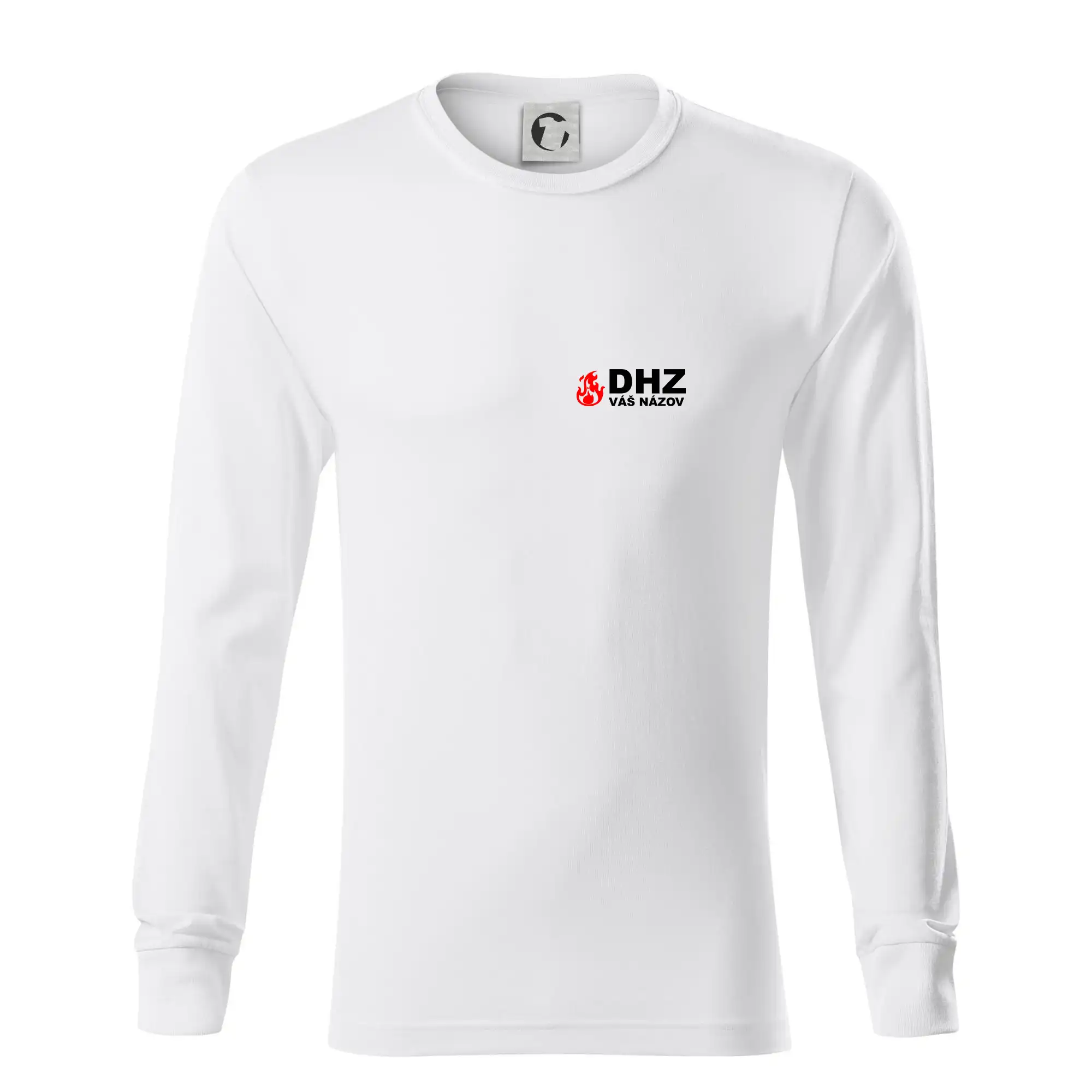 Originálne tričká pre hasičov - DHZ (oheň, názov sboru - vlastný nápis) - Tričko s dlhým rukávom LS R05