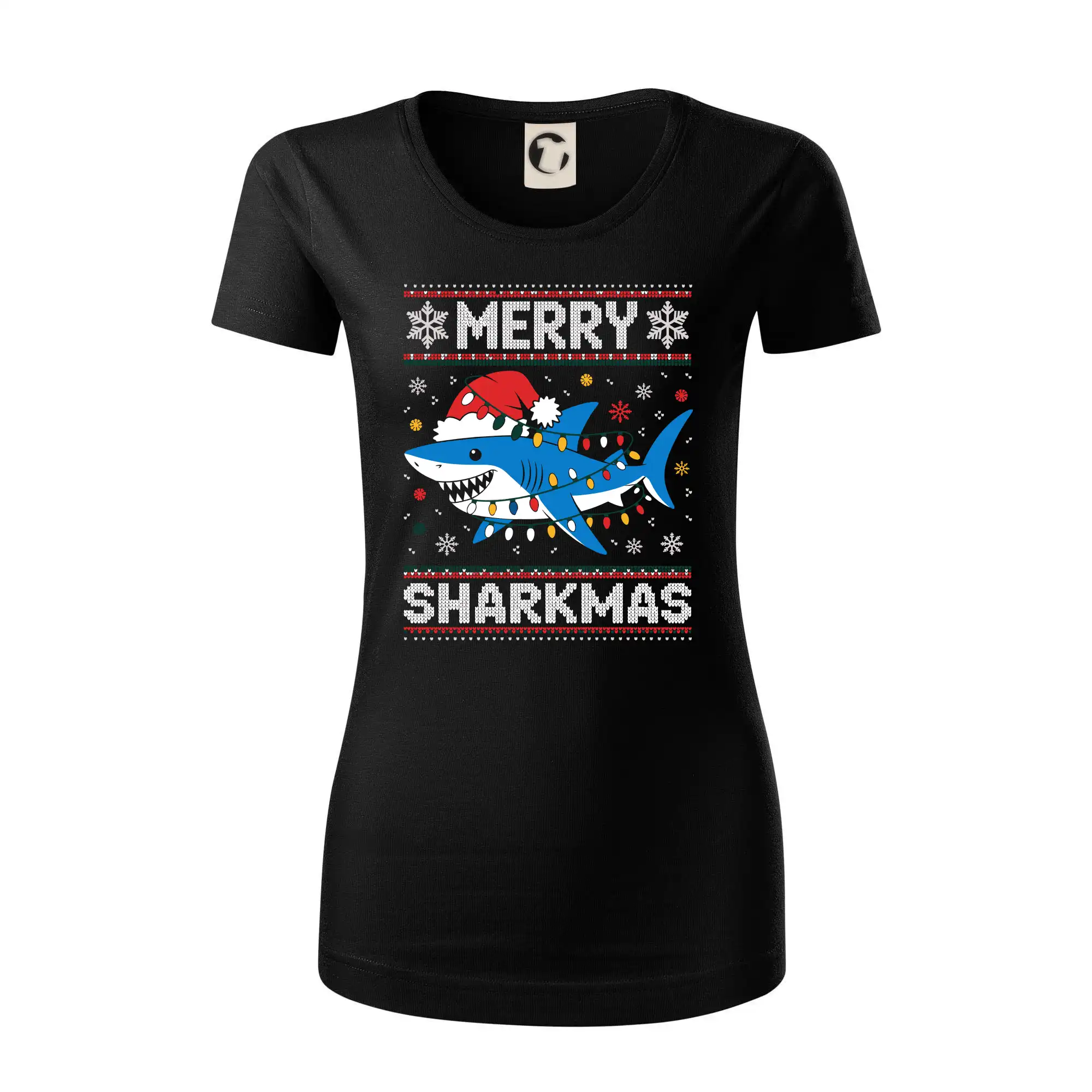 Vianočné tričká - Merry Sharkmas - Dámske tričko z organickej bavlny Origin (GOTS)