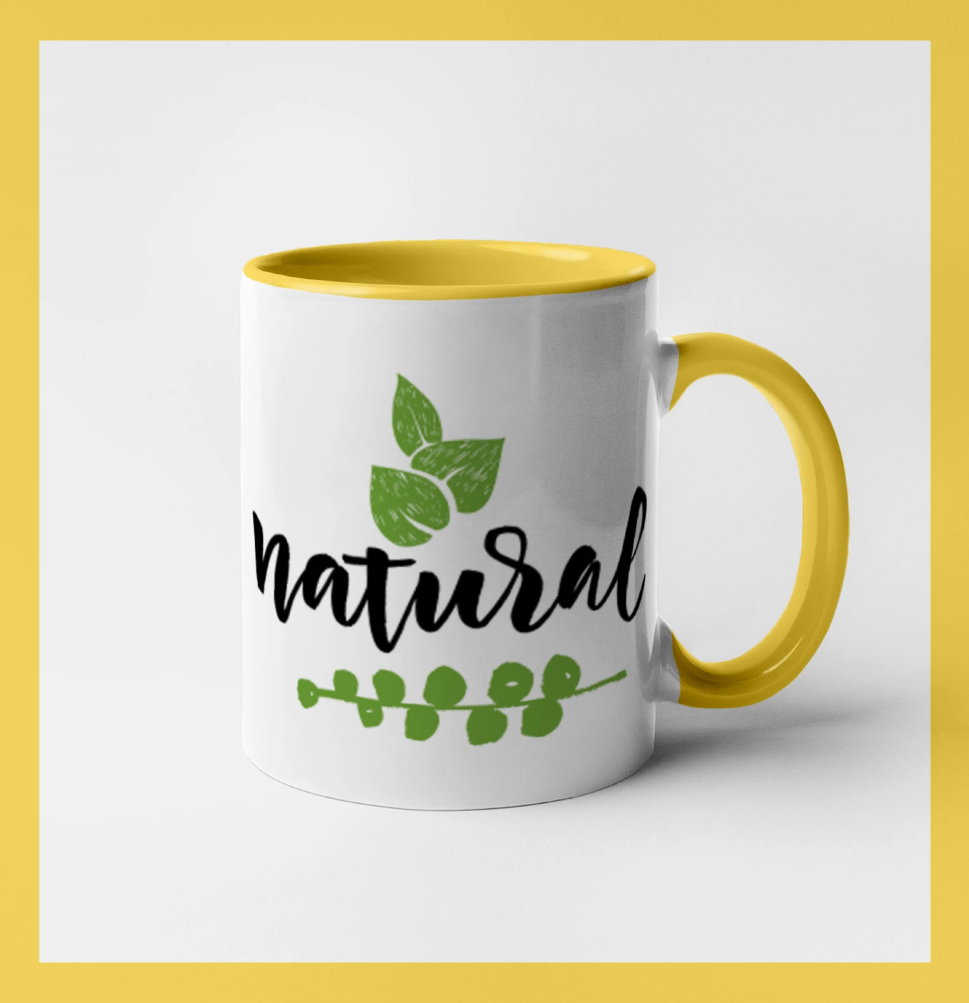 Životný štýl - Natural - nápis v listoch - Hrnček 