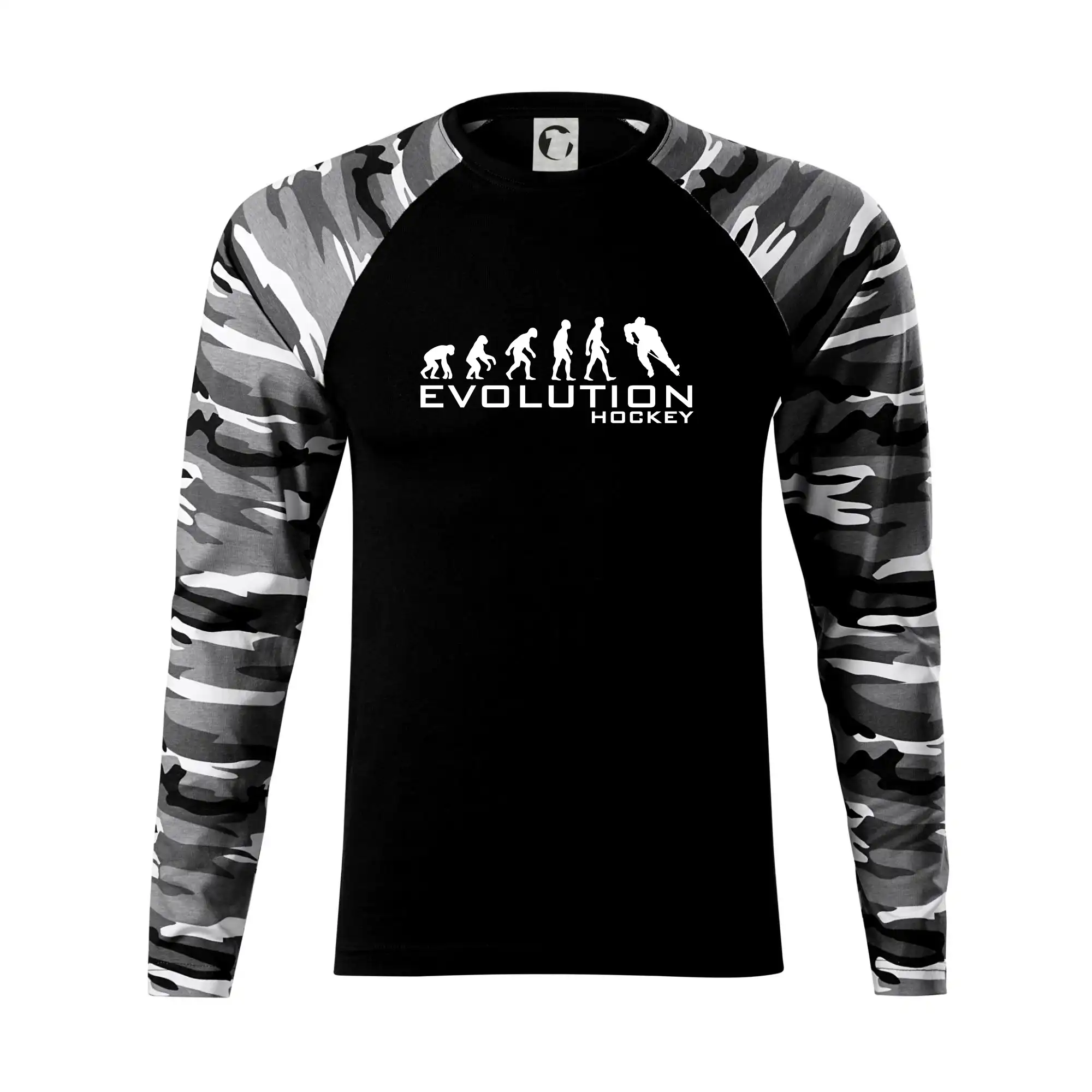 Tričká s potlačou evolúcia - Evolúcia Hockey - hráč - Camouflage LS