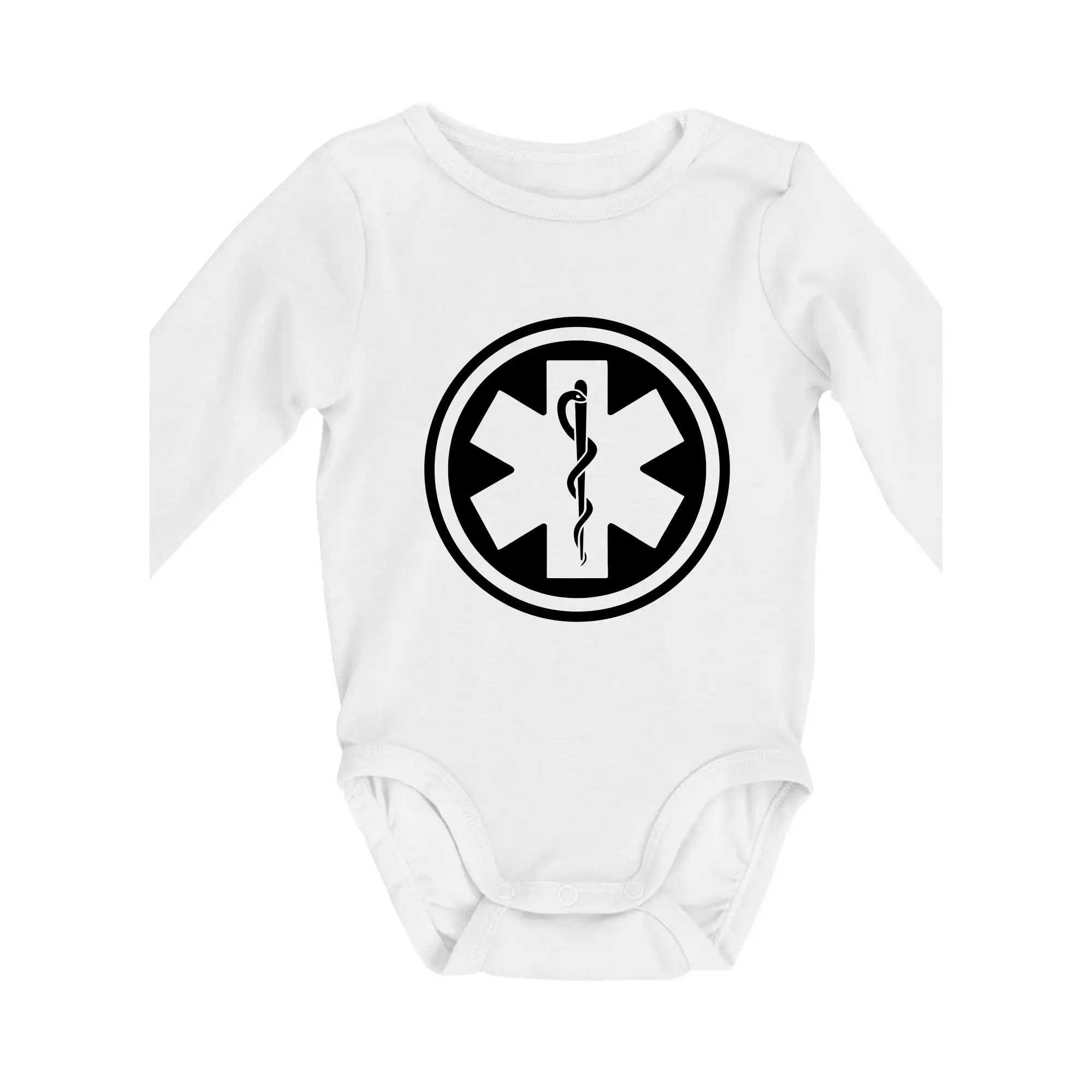 Tričká a mikiny pre záchranárov a lekárov - Kvalitné oblečenie pre zdravotníkov - Rescue logo samostatné guľaté - Body dojčenské s dlhým rukávom