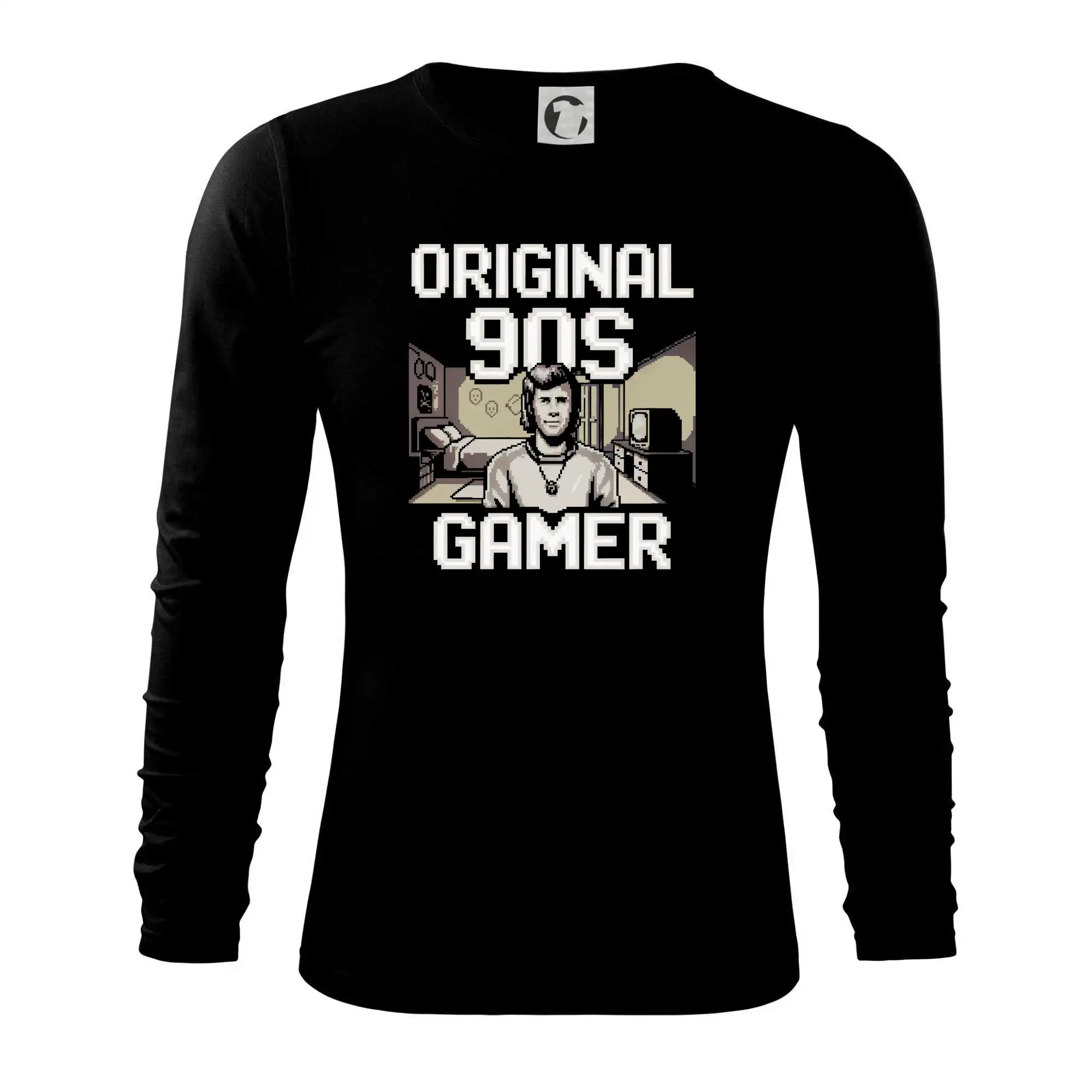 Hudobné tričká - Original 90s gamer - béžový - Tričko s dlhým rukávom FIT-T long sleeve
