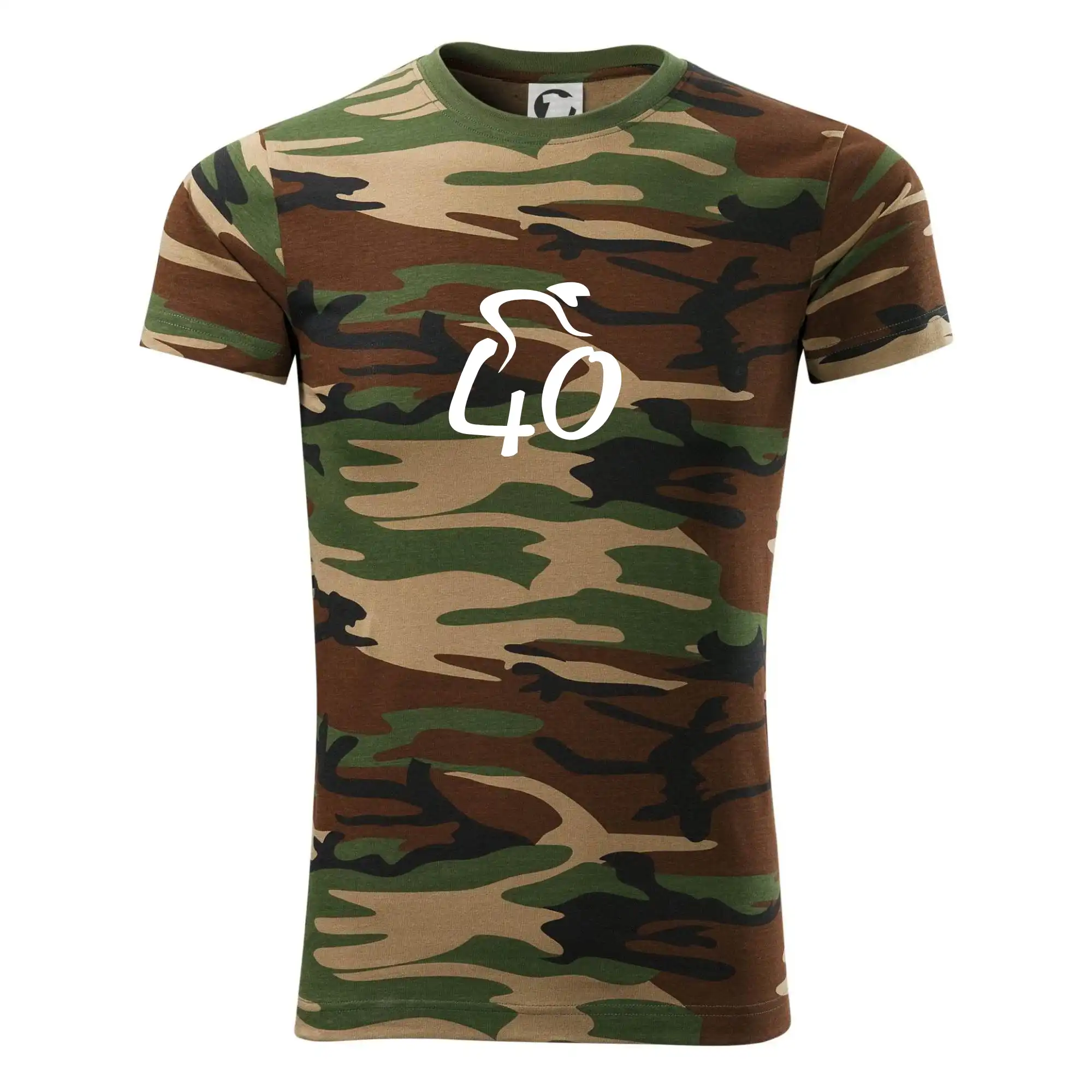 Tričko ako darček pre cyklistu - Cyklista oslavuje štyridsiatku (40) - Army CAMOUFLAGE