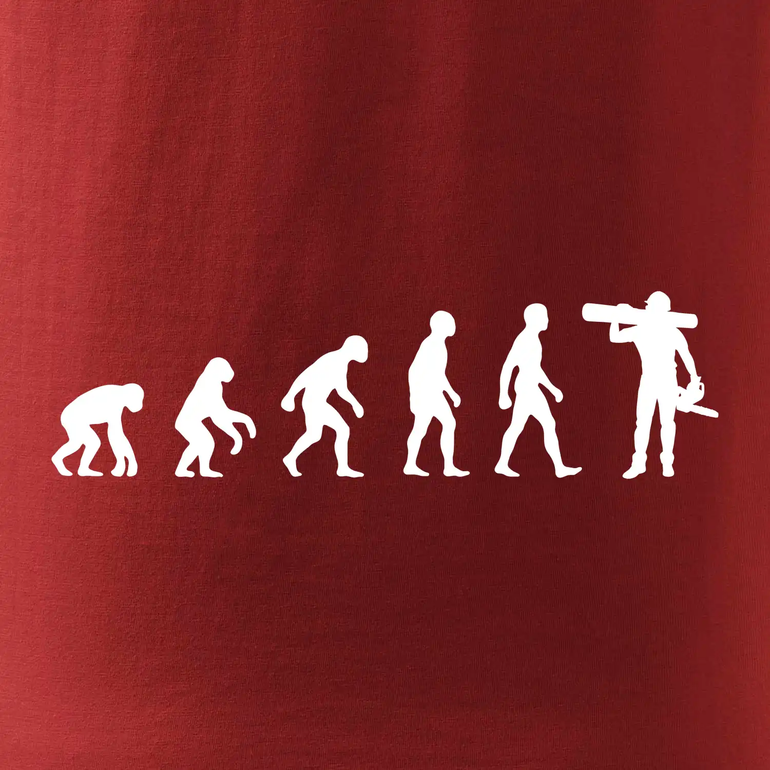 Evoluce dřevorubec - pila a kmen