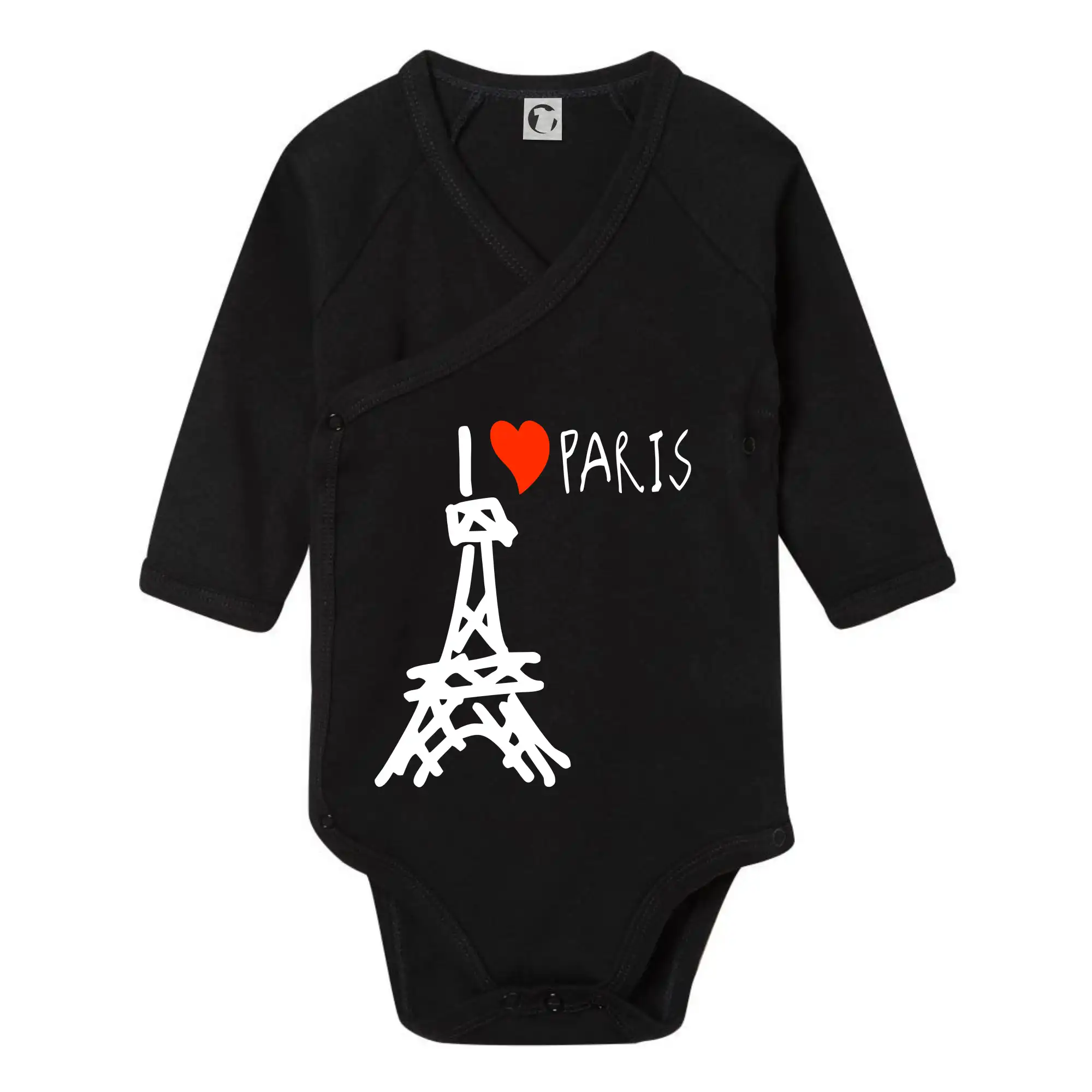 Tričká Francúzsko - I love Paris - Body zavinovacie s dlhým rukávom