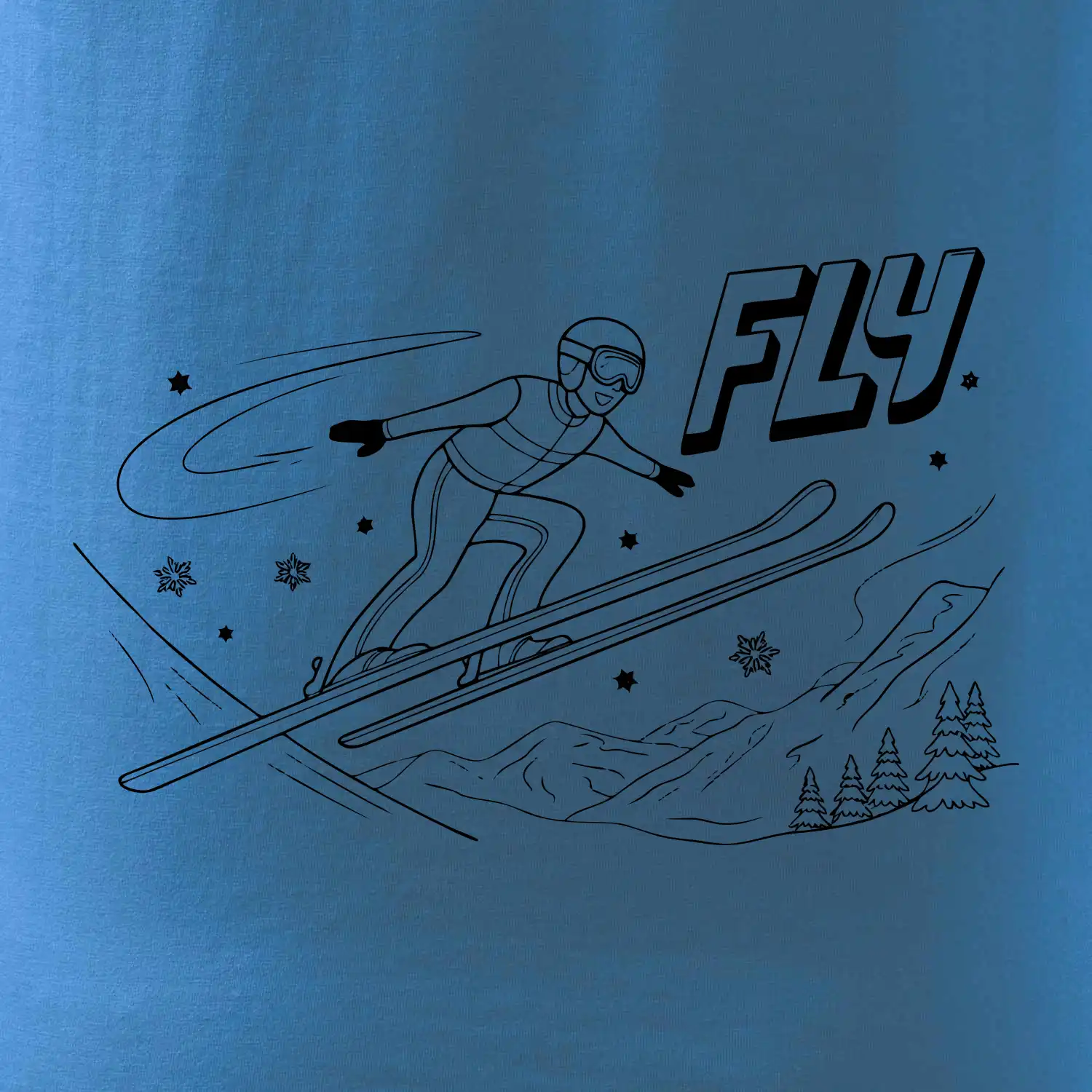 Skokan na lyžích černý obrázek FLY