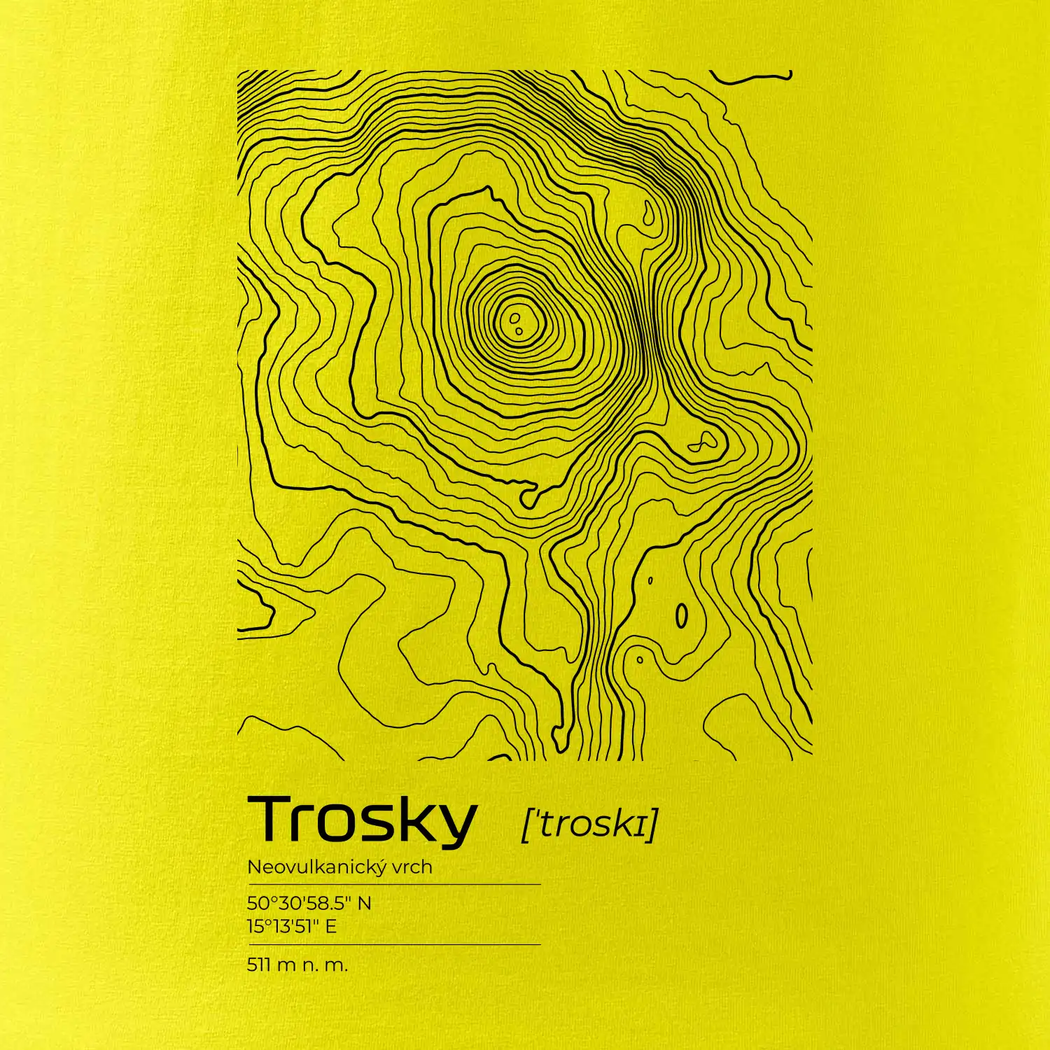 Trosky - vrstevnice v obdélníku