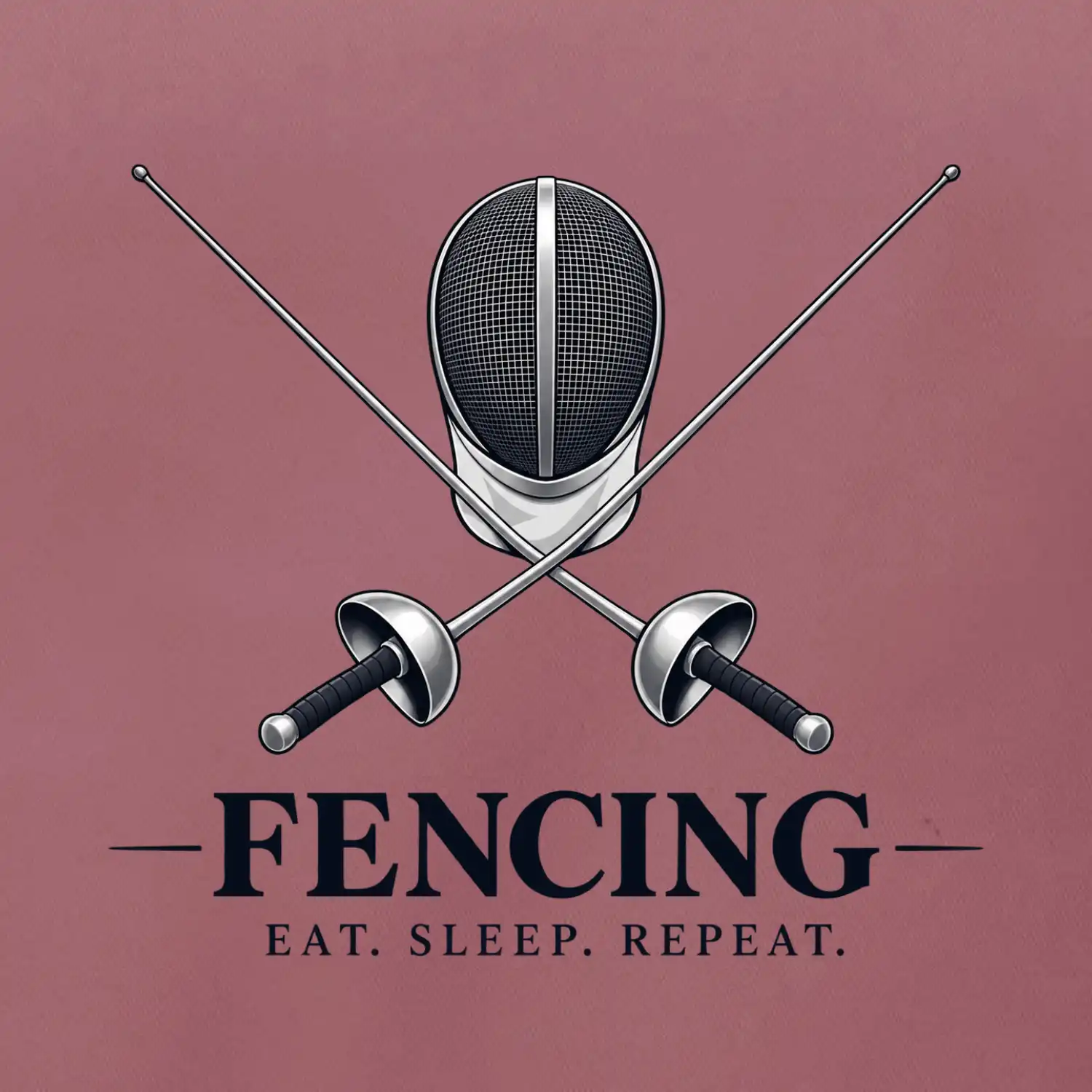 Šermířská maska se zkříženými kordy eat sleep repeat