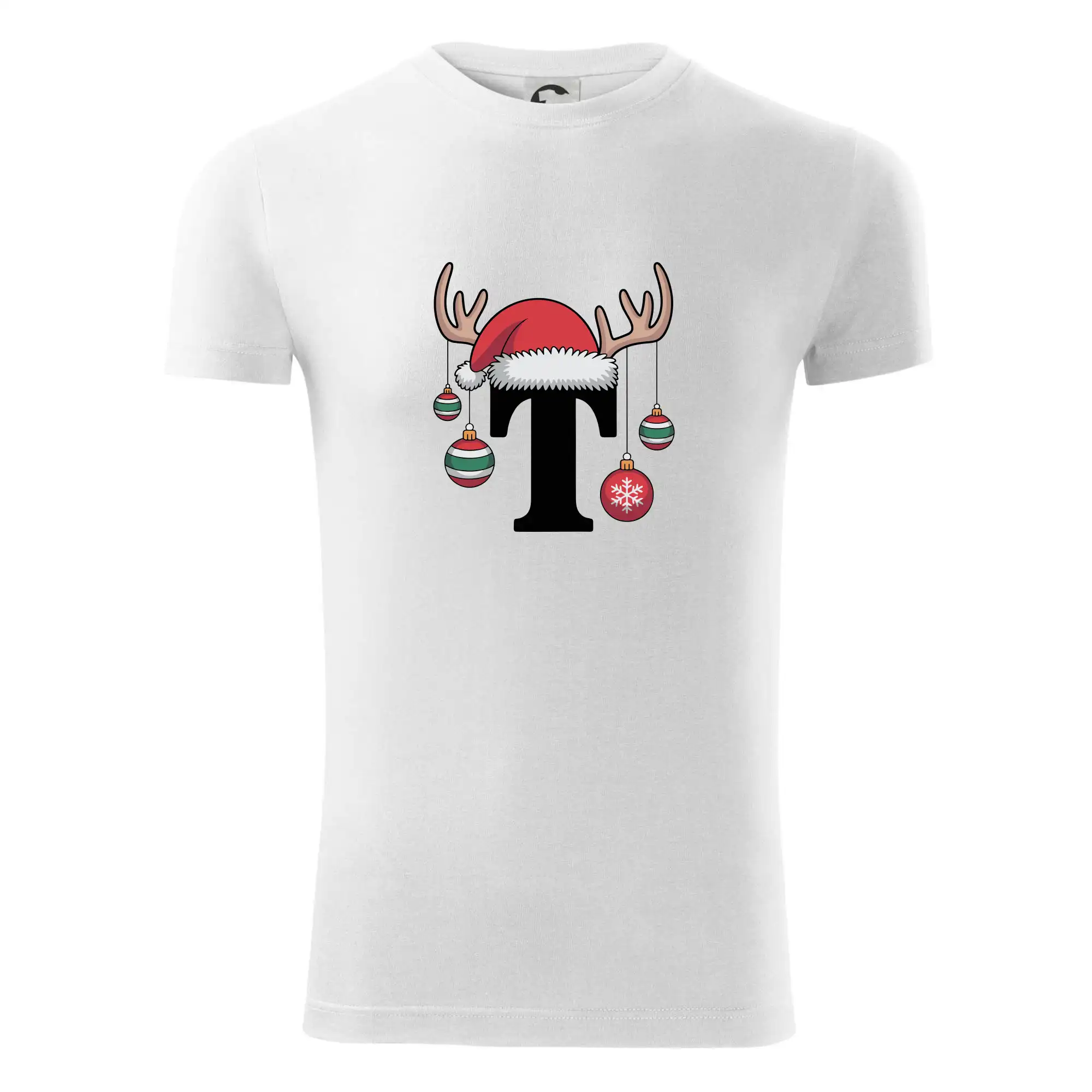 Vianočné tričká - Vianočné rodinné tričká - písmeno a čiapka - Viper FIT - Pánske zúžené tričko