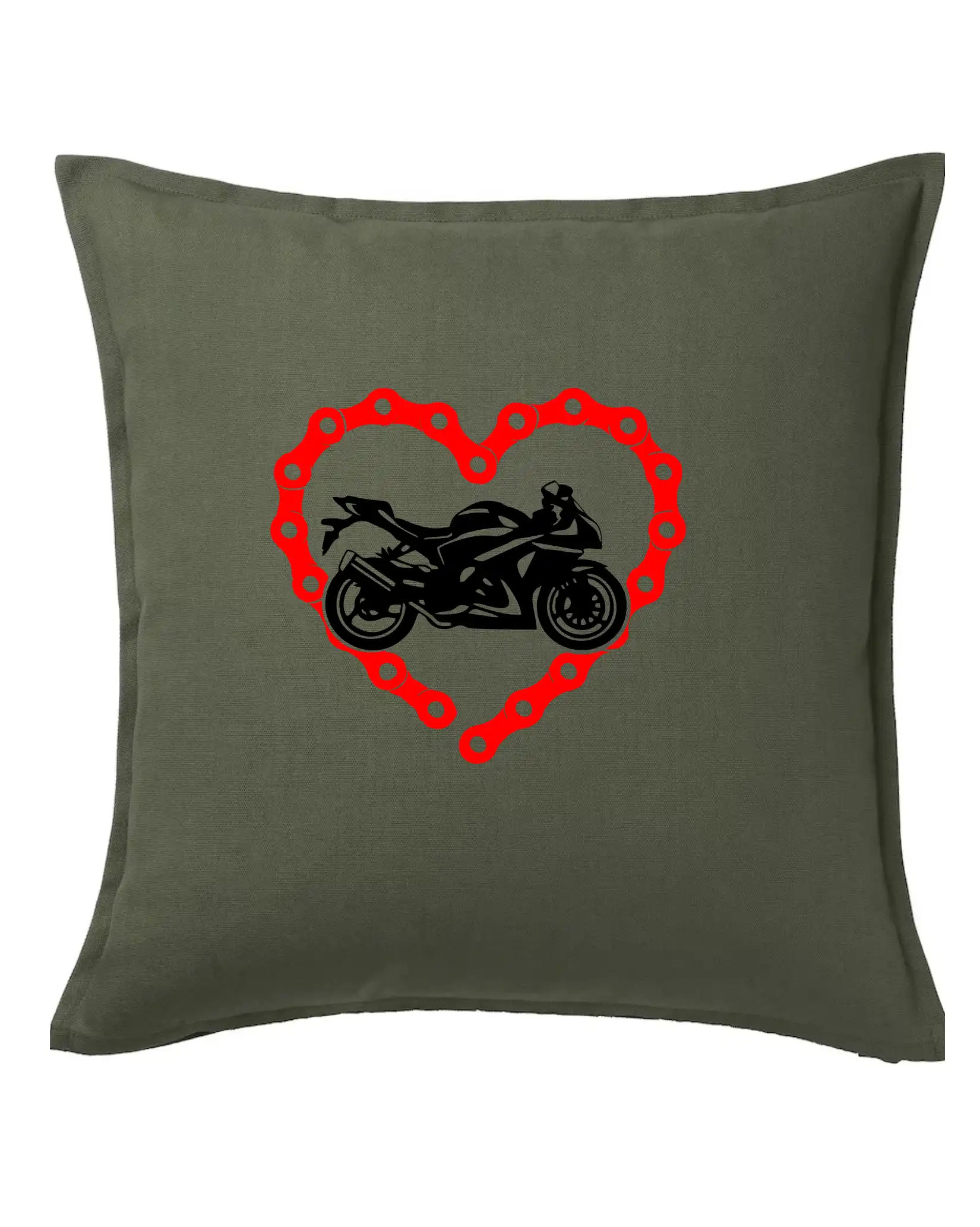 Tričko s cestnou motorkou - Moto srdce reťaz - cestná - Vankúš 50x50