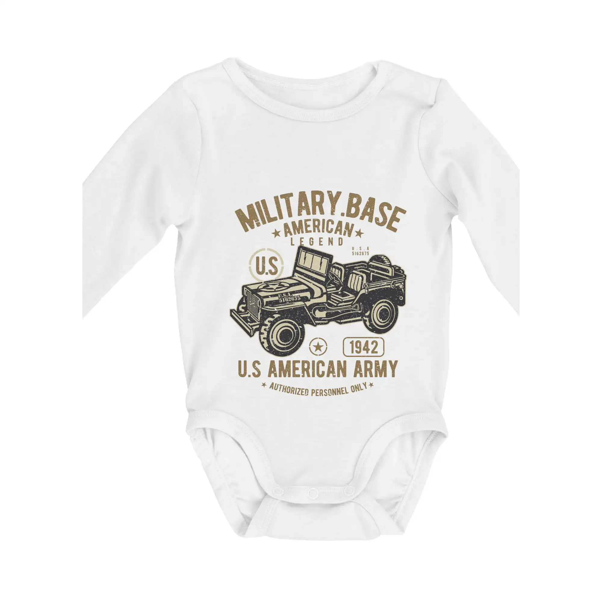 American Army Jeep - Body dojčenské s dlhým rukávom