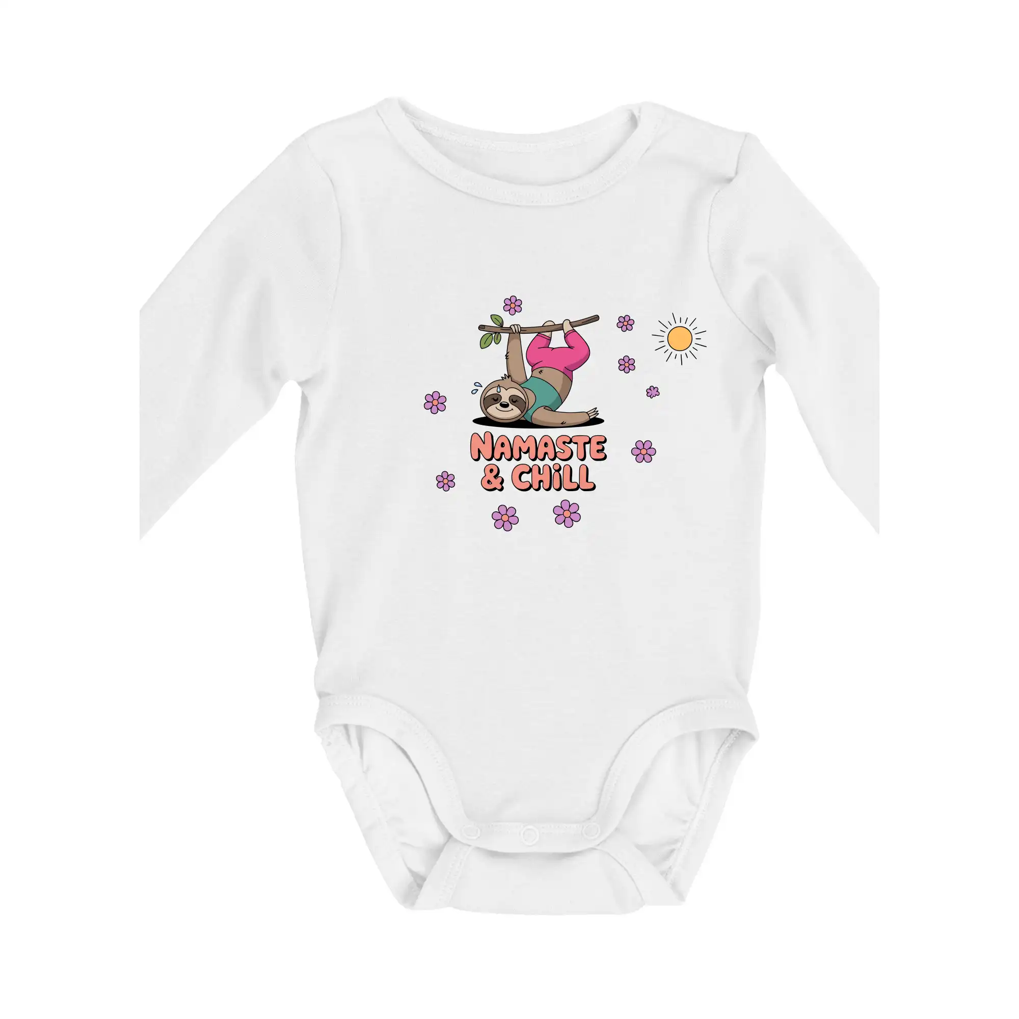 Tričká na jógu - Namaste & Chill - Body dojčenské s dlhým rukávom