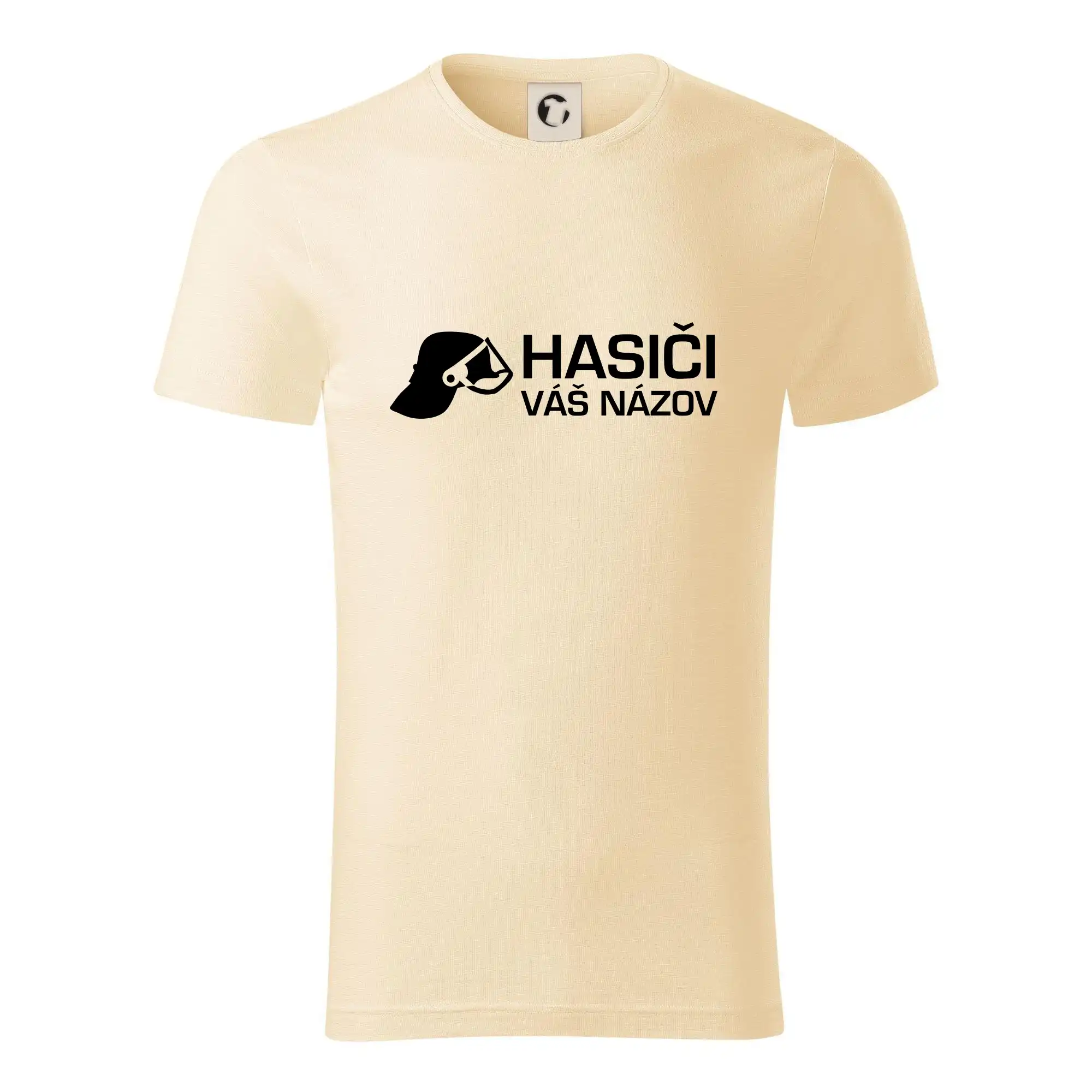 Originálne tričká pre hasičov - Hasiči helma - vlastný nápis - Tričko z organickej bavlny