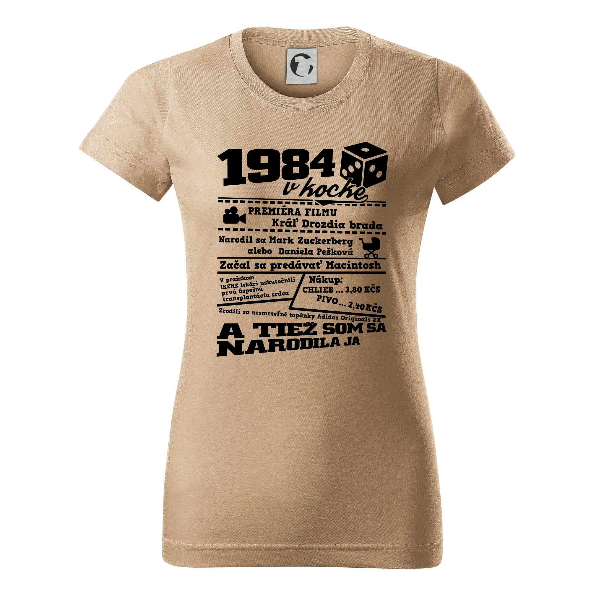 Trička s ročníkom 1984 - 1984 v kocke - Dámske tričko basic - ľahko voľnejšie a dlhšie