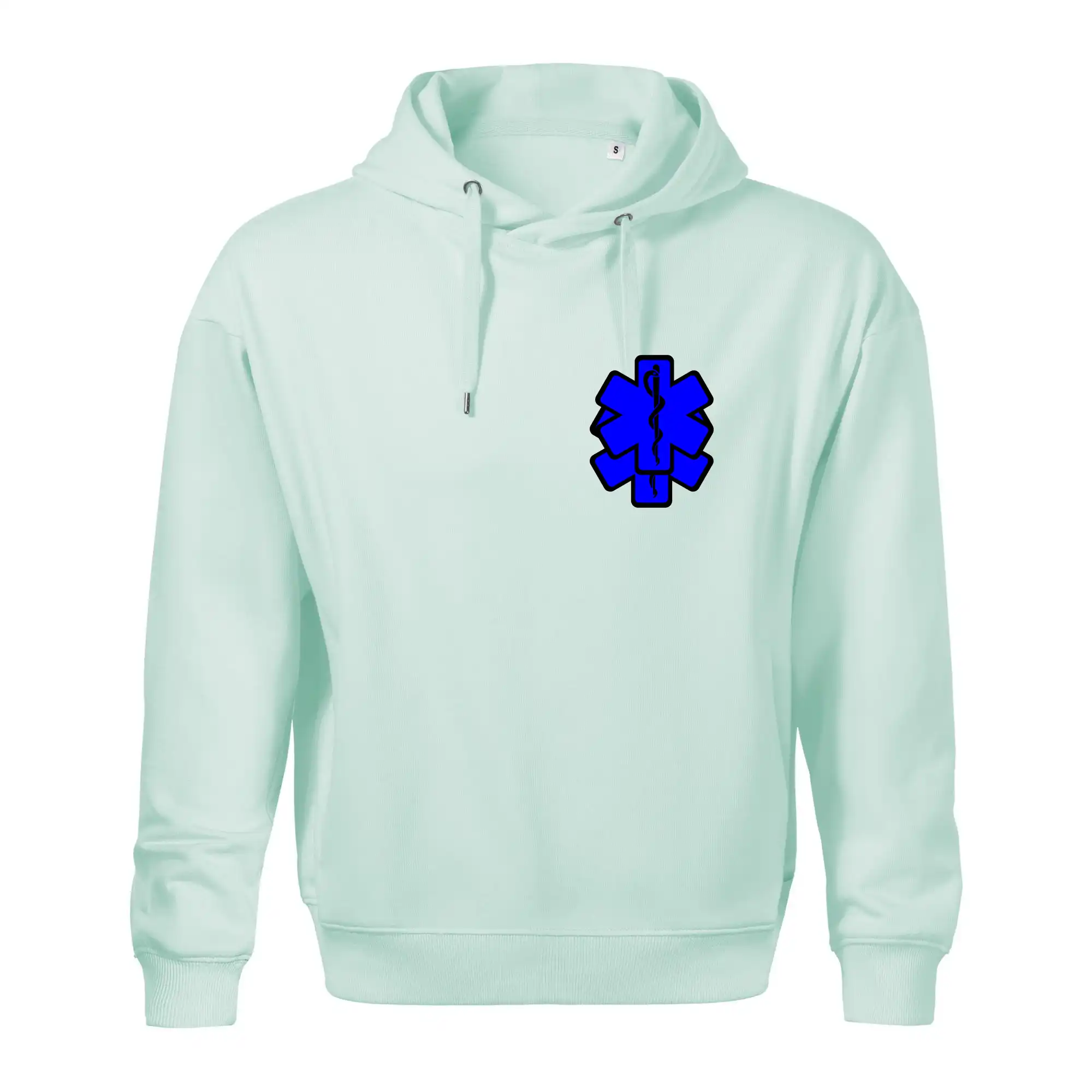 Tričká a mikiny pre záchranárov a lekárov - Kvalitné oblečenie pre zdravotníkov - Rescue - Hviezda na prsníku + nápis na chrbte - Oversized mikina pánska Moon - kratšia + širšia