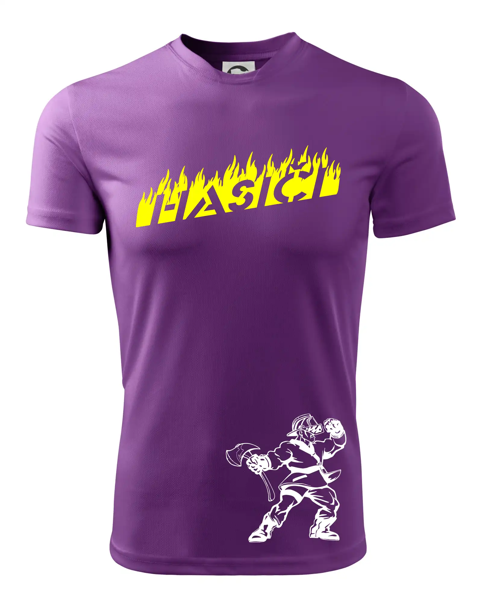 Originálne tričká pre hasičov - Hasič stojaci - nápis hasiči - Veľký nápis na chrbte - Pánske tričko Fantasy športové