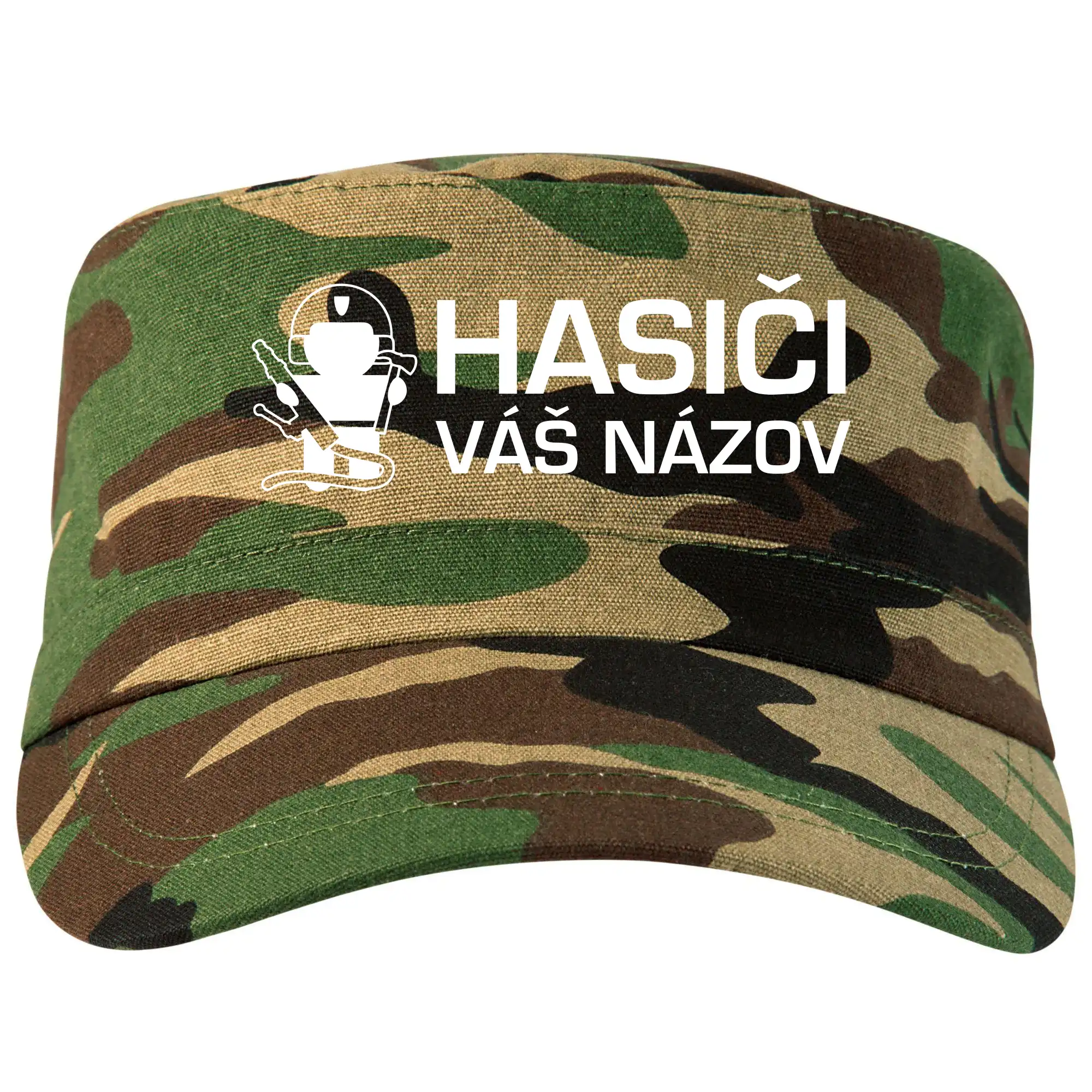Originálne tričká pre hasičov - Hasiči postavička - vlastný nápis - Šiltovka CAMO