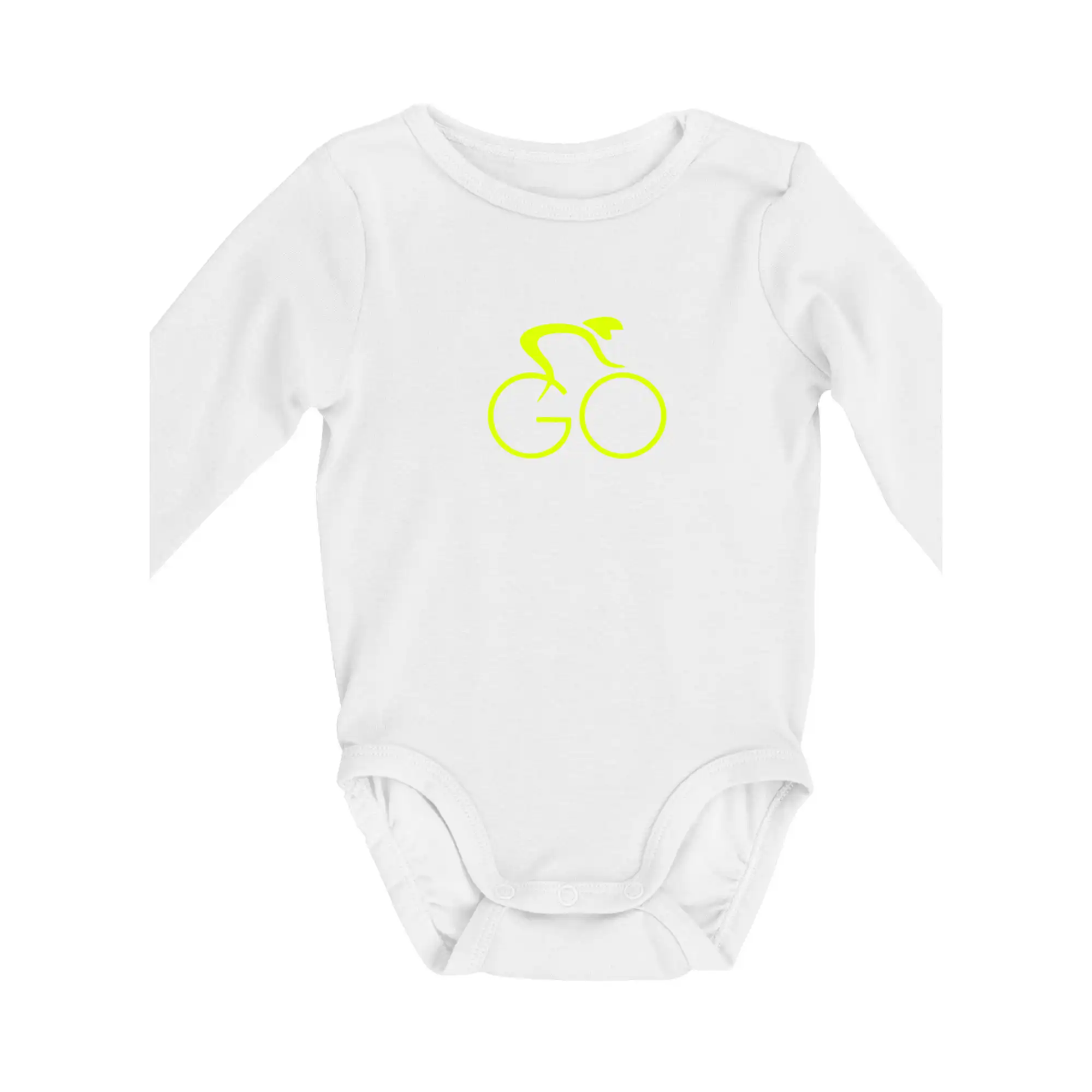 Tričko ako darček pre cyklistu - GO - Fluo cyklista malý - Body dojčenské s dlhým rukávom
