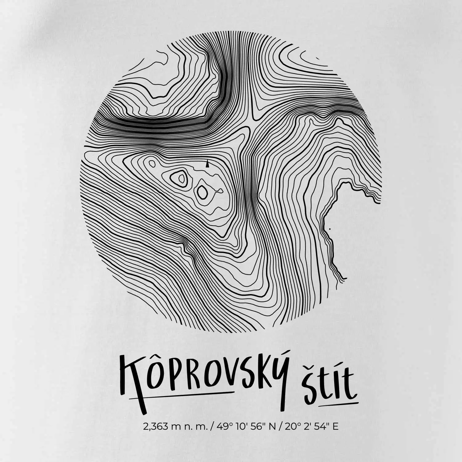 Kôprovský štít - vrstevnice v kruhu