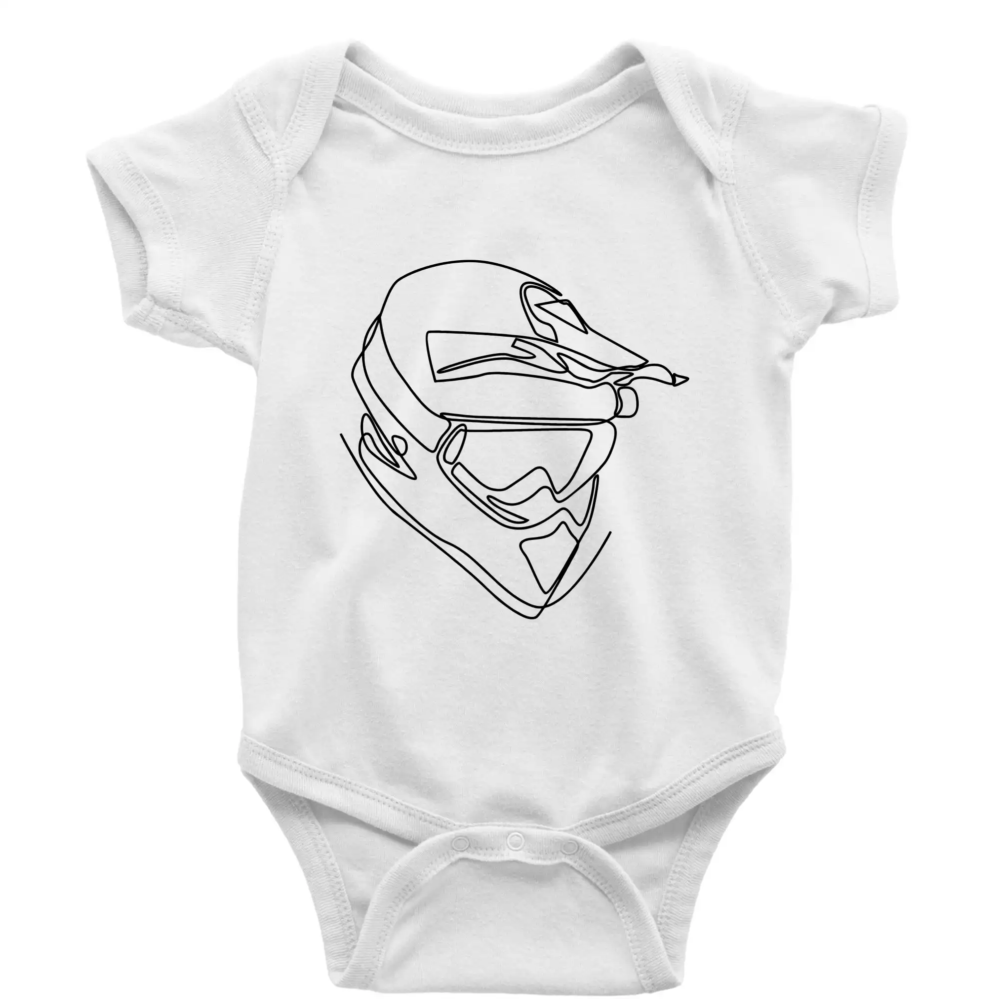 Tričká a mikiny s obrázkami jedným ťahom - Helma, prilba jedným ťahom - Body dojčenské s krátkym rukávom