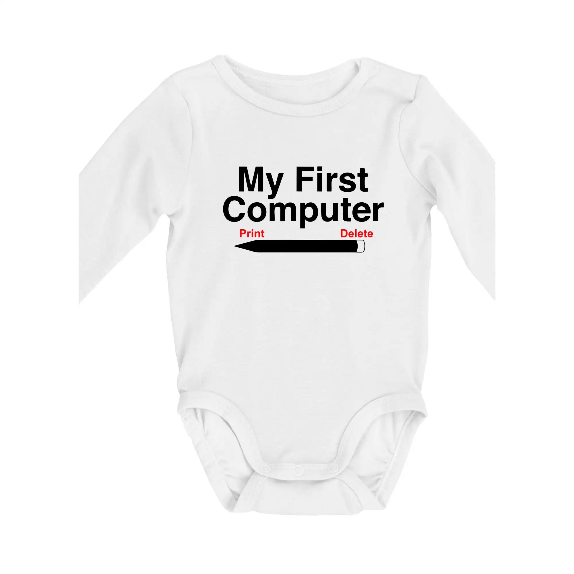 Tričká pre ajťákov - My First Computer - Body dojčenské s dlhým rukávom