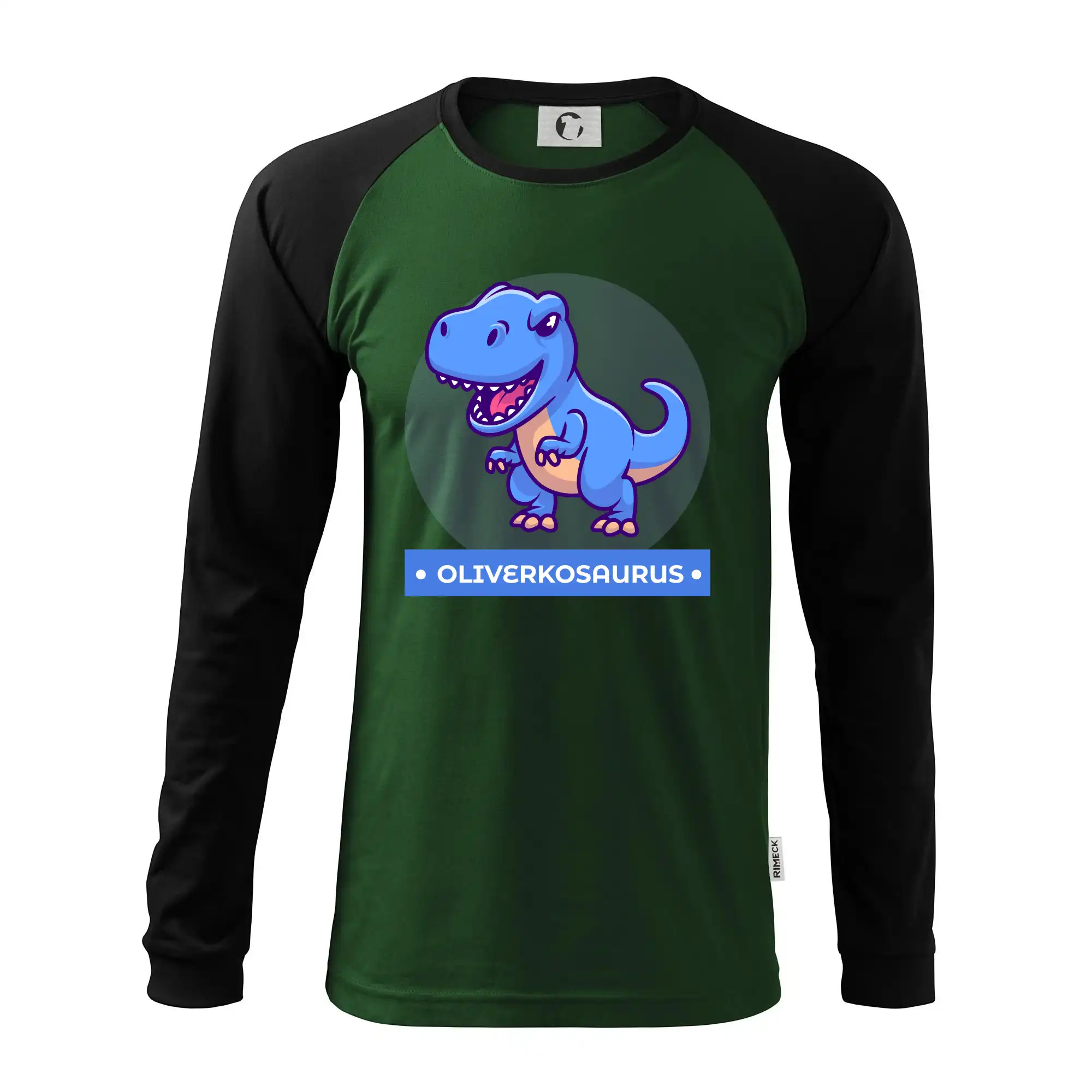 Detské tričká, mikiny a body s originálnymi potlačami | Veselé motívy pre chlapcov aj dievčatá - Dinosaurie mená - modrý dinosaurus - Pánske tričko s dlhým rukávom LS130